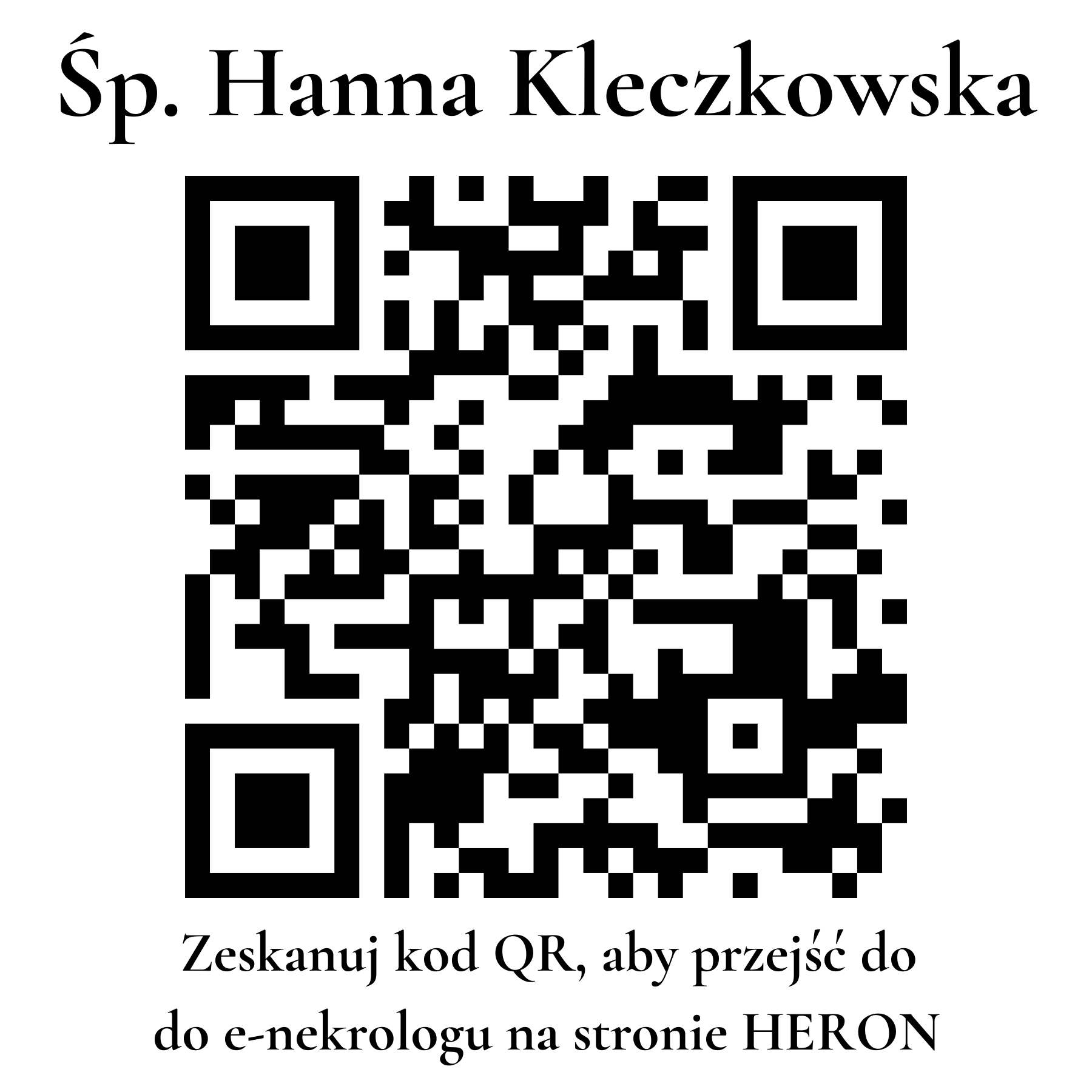 Kod QR do nekrologu Hanna Kleczkowska Kod QR do nekrologu Hanna Kleczkowska