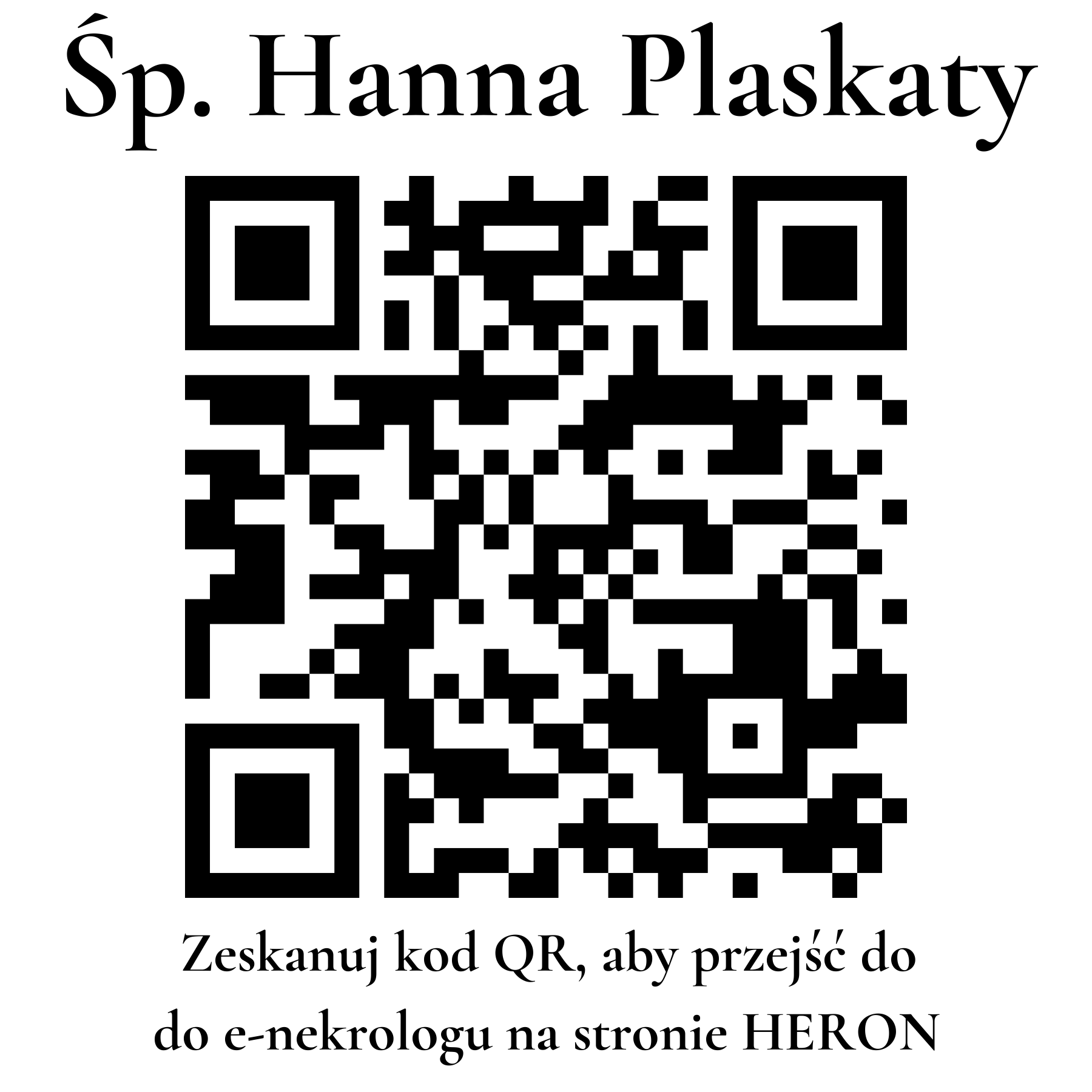 Kod QR do nekrologu Hanna Plaskaty Kod QR do nekrologu Hanna Plaskaty