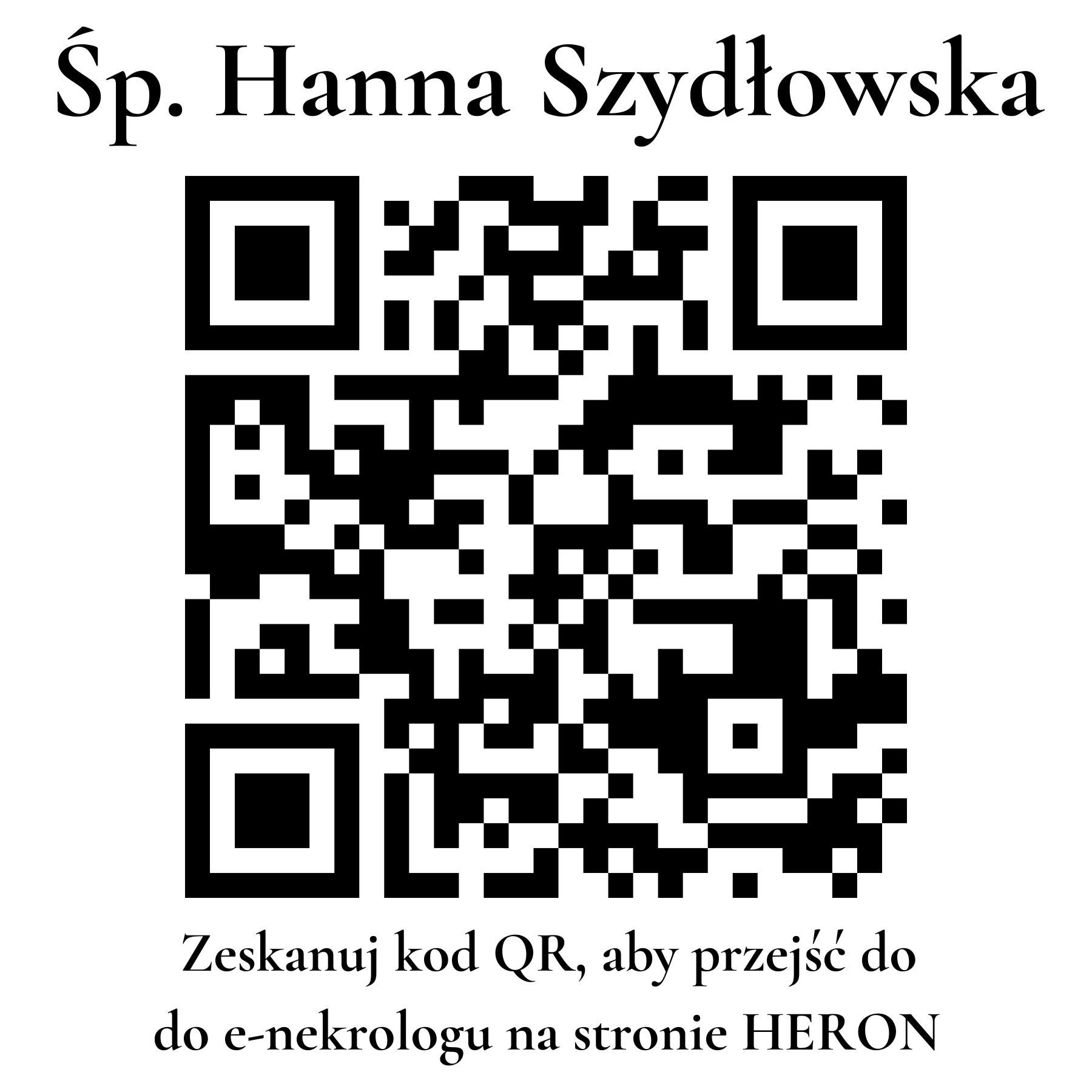 Kod QR do nekrologu Hanna Szydłowska Kod QR do nekrologu Hanna Szydłowska