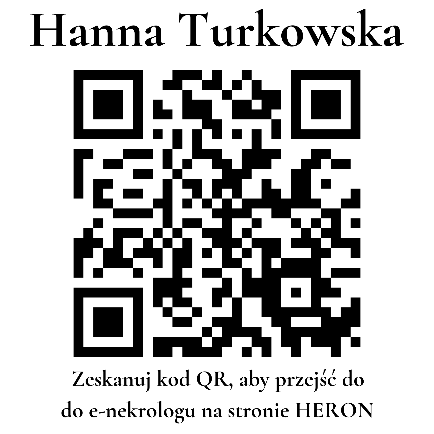 Kod QR do nekrologu Hanna Turkowska Kod QR do nekrologu Hanna Turkowska