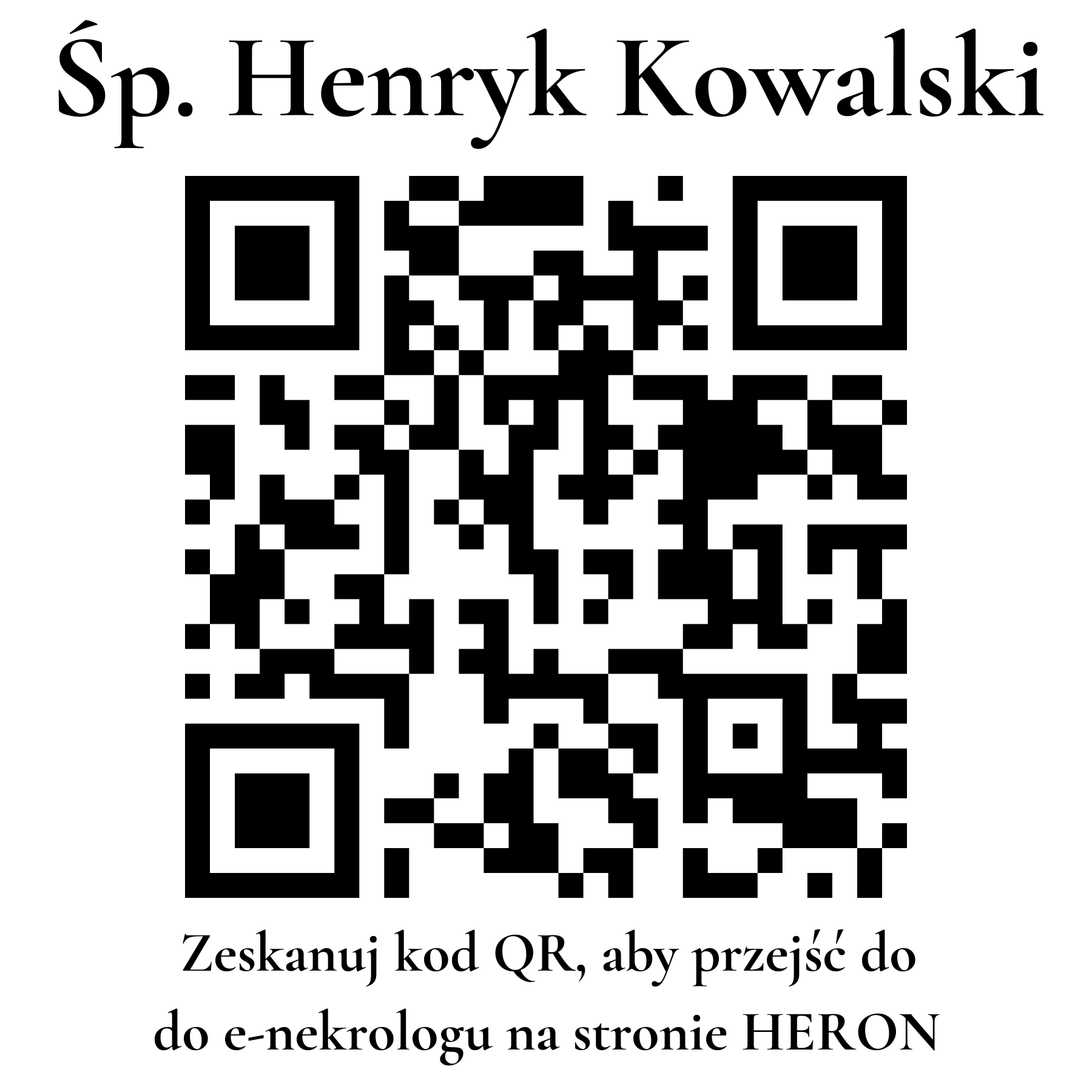 Kod QR do nekrologu Henryk Kowalski Kod QR do nekrologu Henryk Kowalski