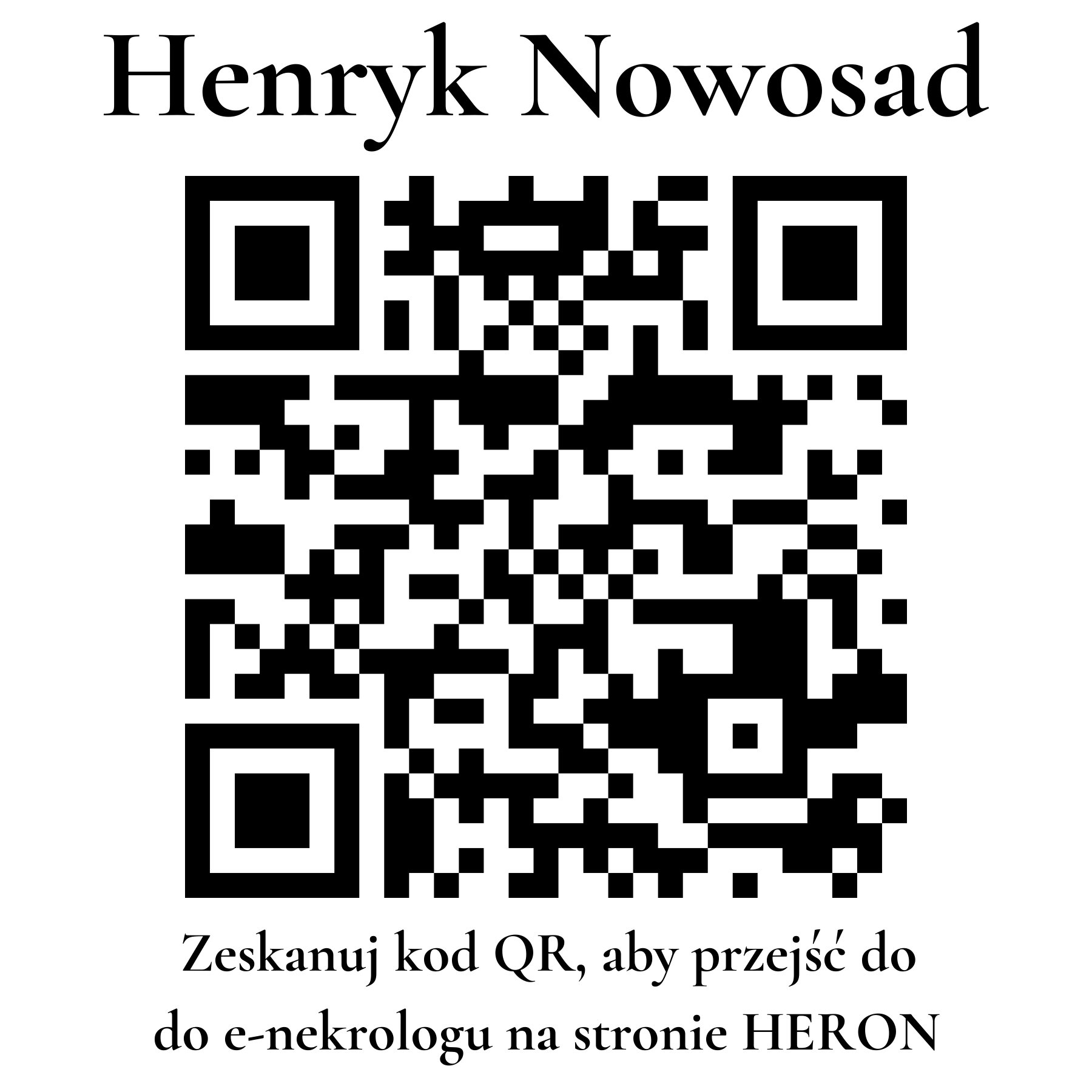 Kod QR do nekrologu Henryk Nowosad Kod QR do nekrologu Henryk Nowosad