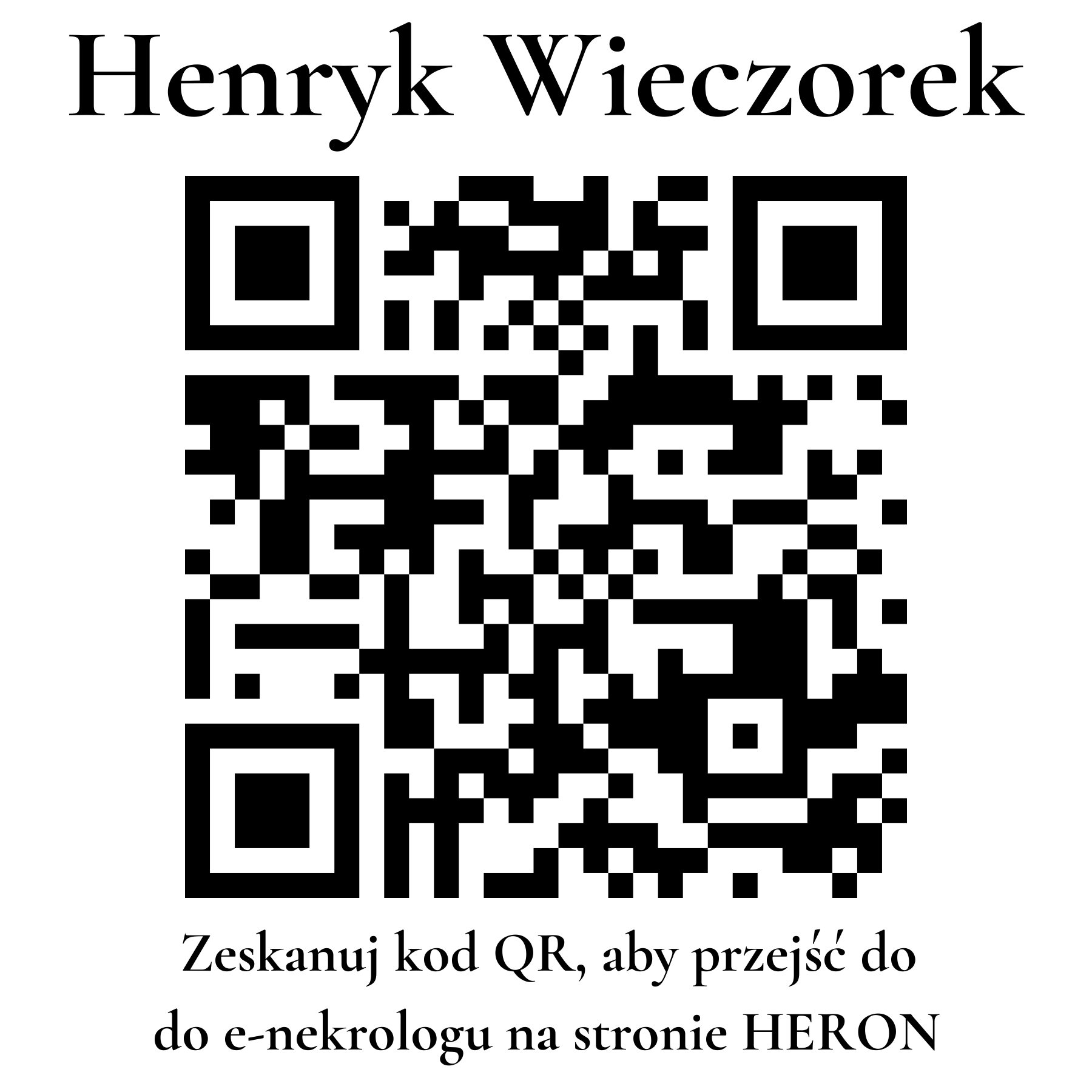 Kod QR do nekrologu Henryk Wieczorek Kod QR do nekrologu Henryk Wieczorek