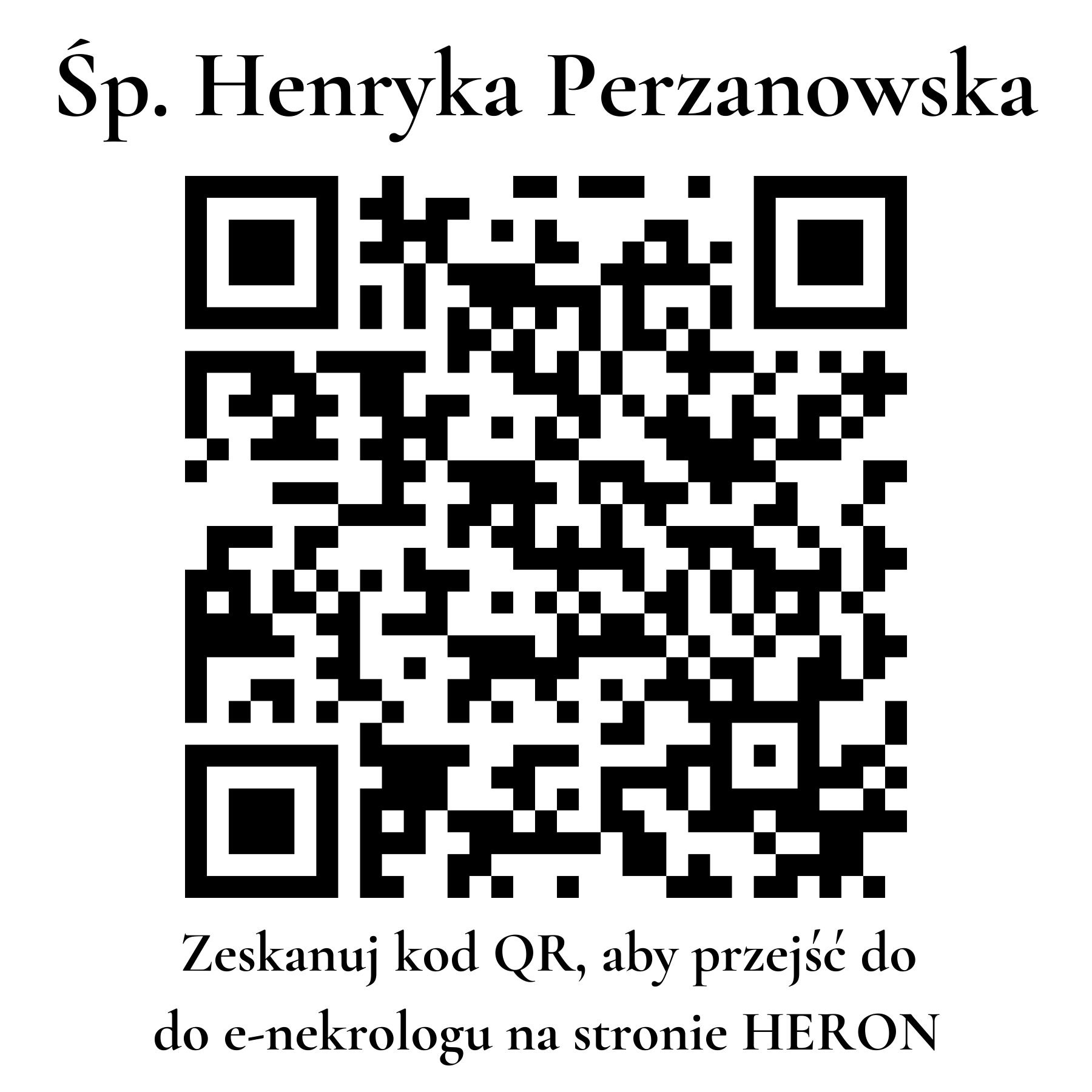 Kod QR do nekrologu Henryka Perzanowska