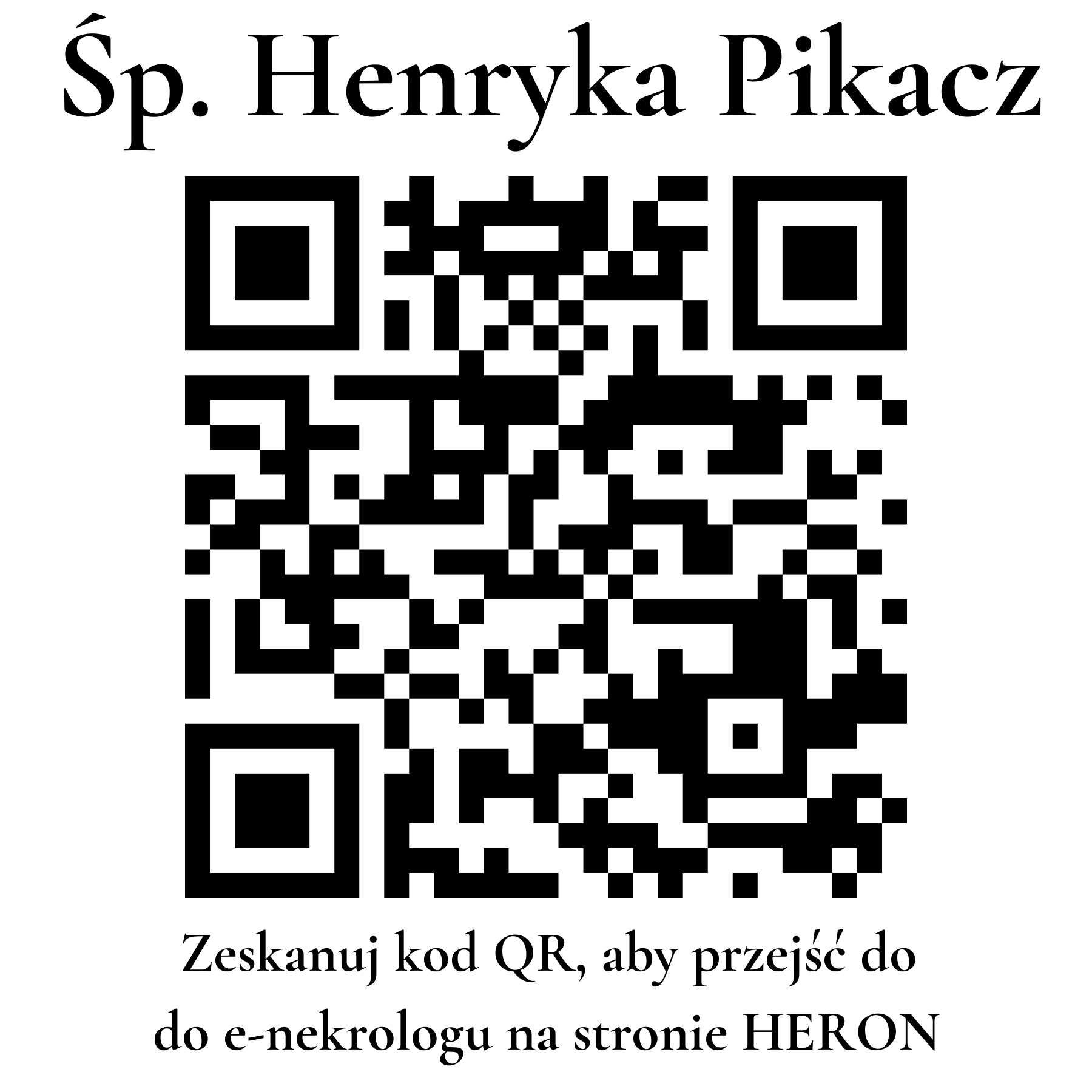 Kod QR do nekrologu Henryka Pikacz Kod QR do nekrologu Henryka Pikacz