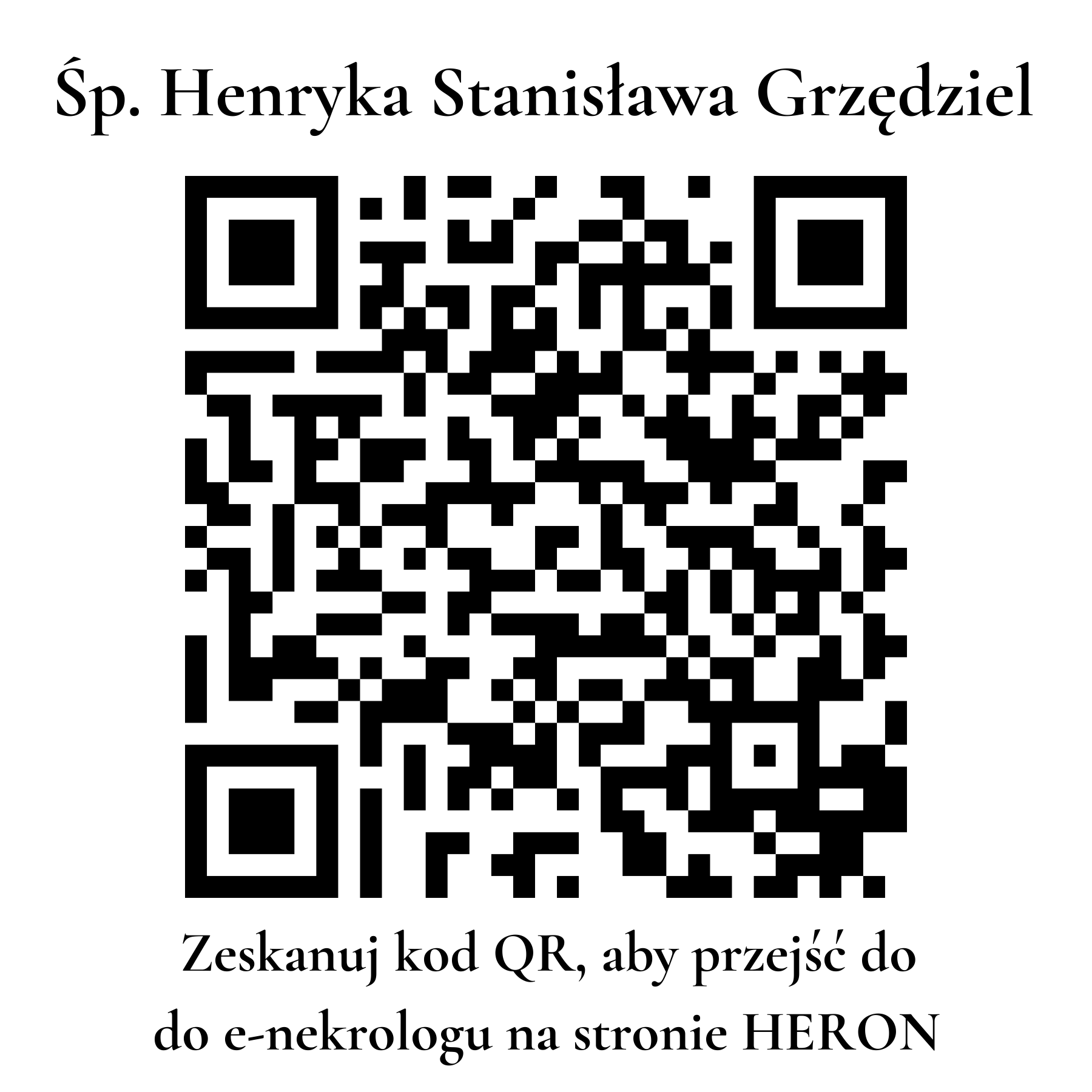 Kod QR do nekrologu Henryka Stanisława Grzędziel Kod QR do nekrologu Henryka Stanisława Grzędziel