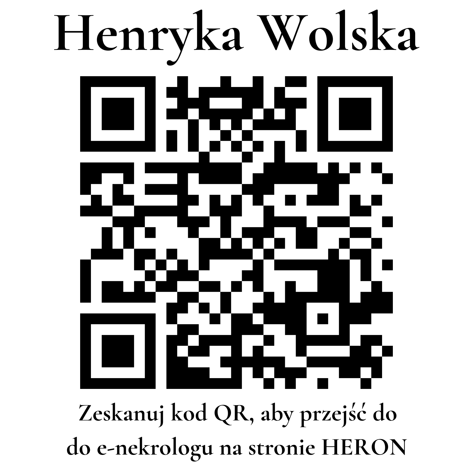 Kod QR do nekrologu Henryka Wolska