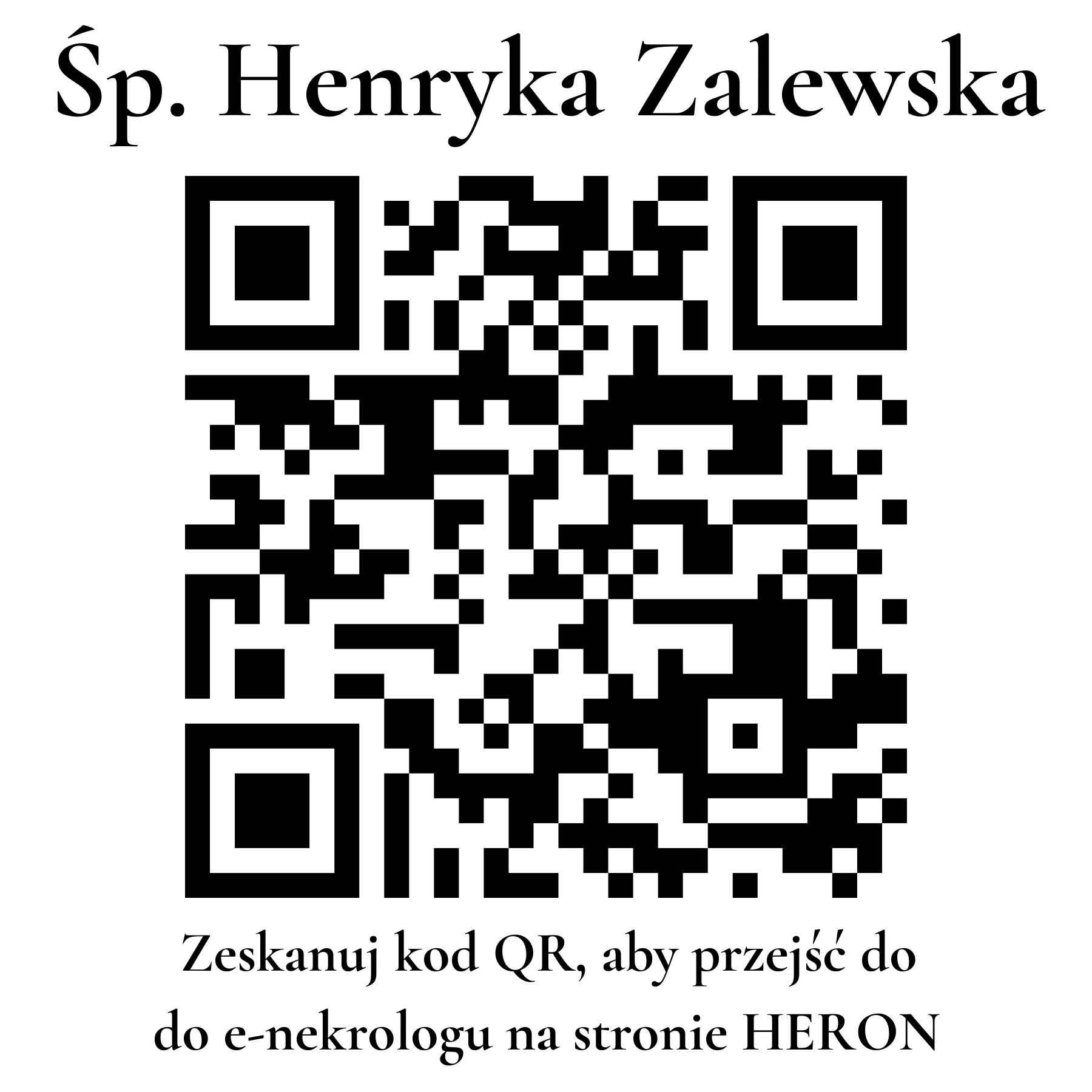 Kod QR do nekrologu Henryka Zalewska Kod QR do nekrologu Henryka Zalewska