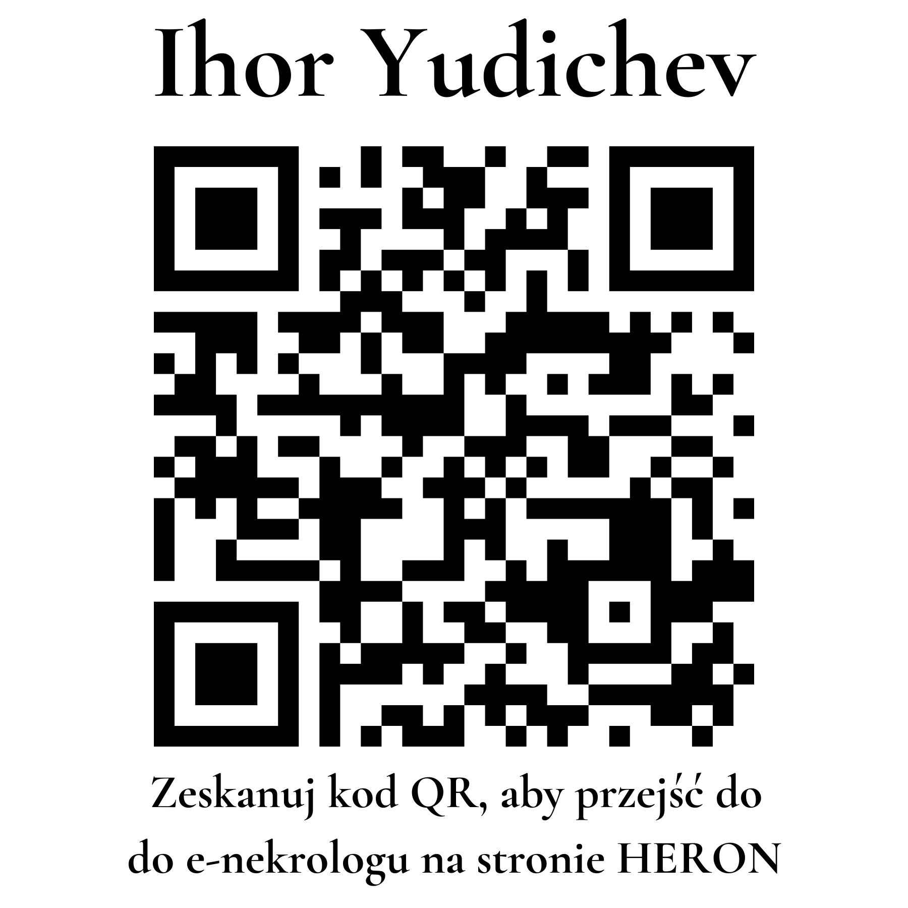 Kod QR do nekrologu Ihor Yudichev