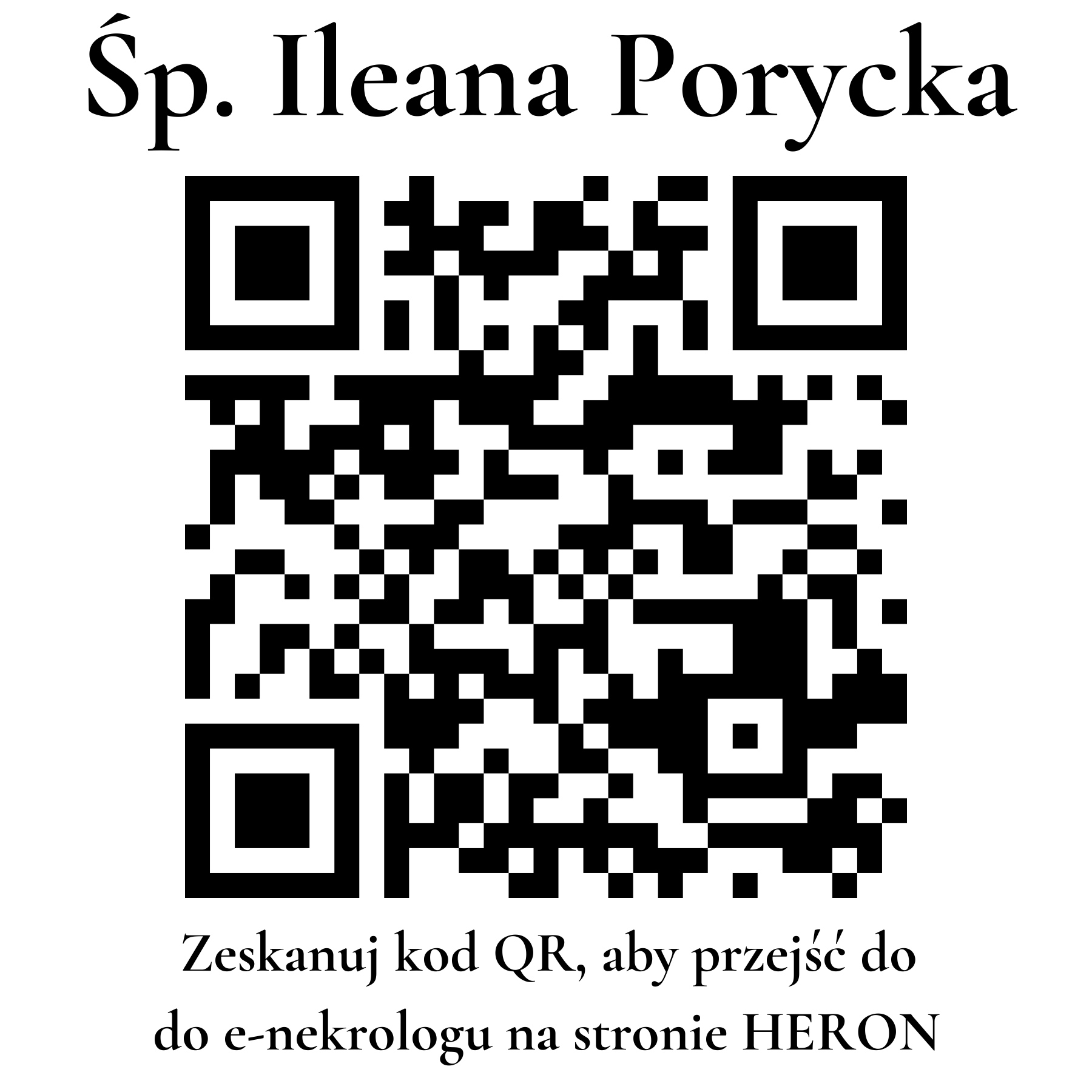 Kod QR do nekrologu Ileana Porycka Kod QR do nekrologu Ileana Porycka