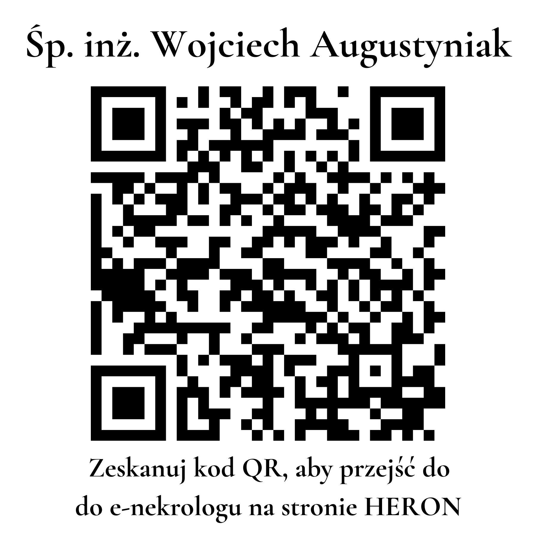 Kod QR do nekrologu inż. Wojciech Augustyniak Kod QR do nekrologu inż. Wojciech Augustyniak