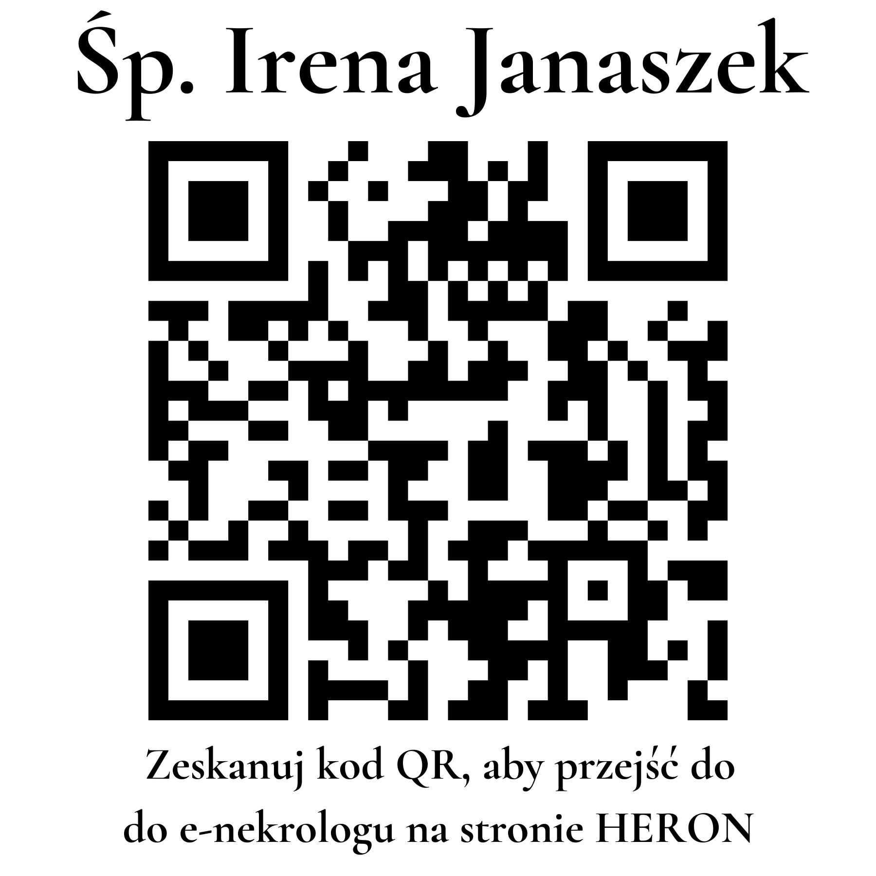 Kod QR do nekrologu Irena Janaszek Kod QR do nekrologu Irena Janaszek