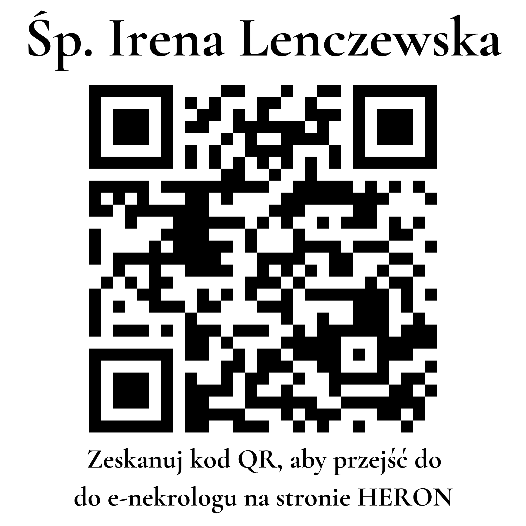 Kod QR do nekrologu Irena Lenczewska Kod QR do nekrologu Irena Lenczewska