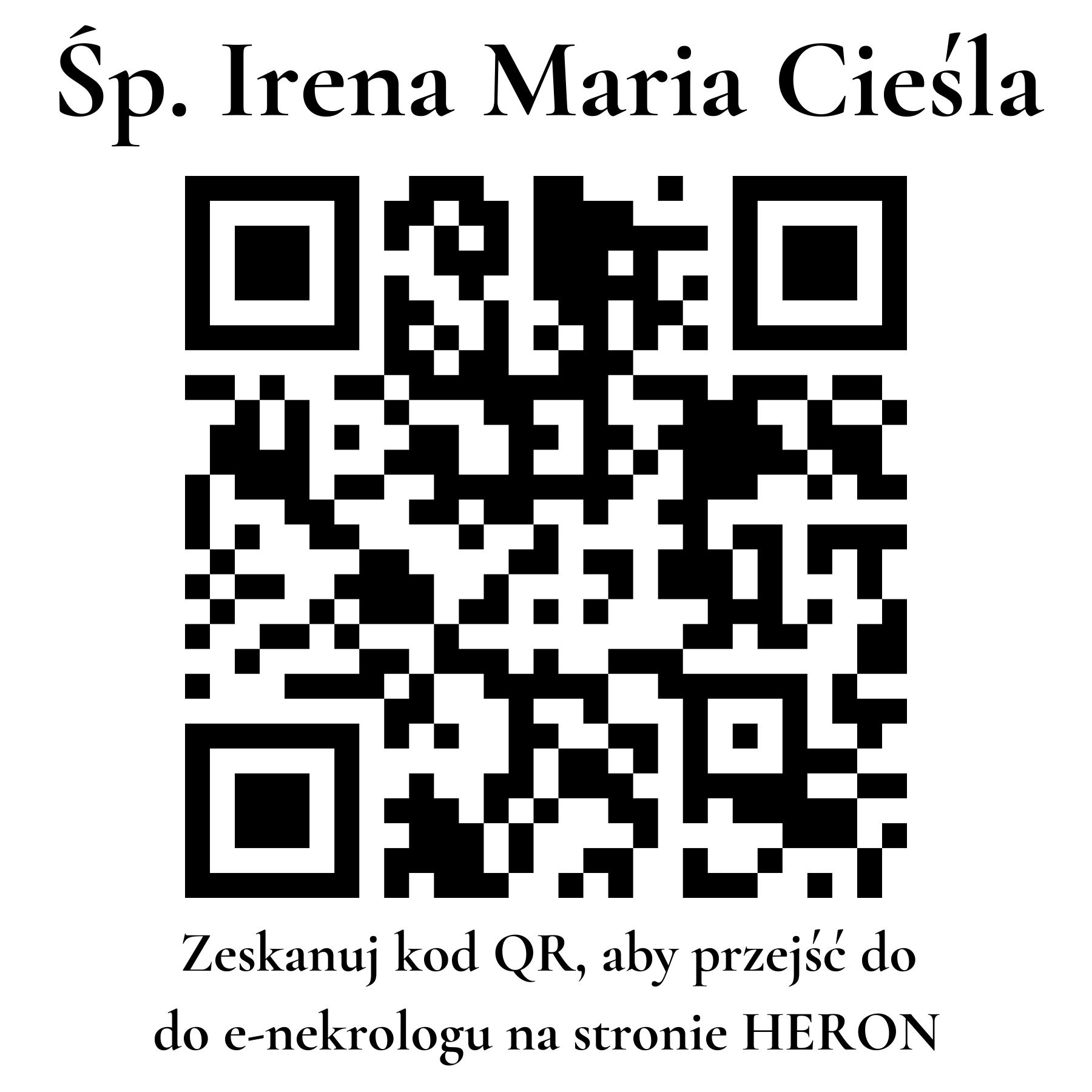 Kod QR do nekrologu Irena Maria Cieśla