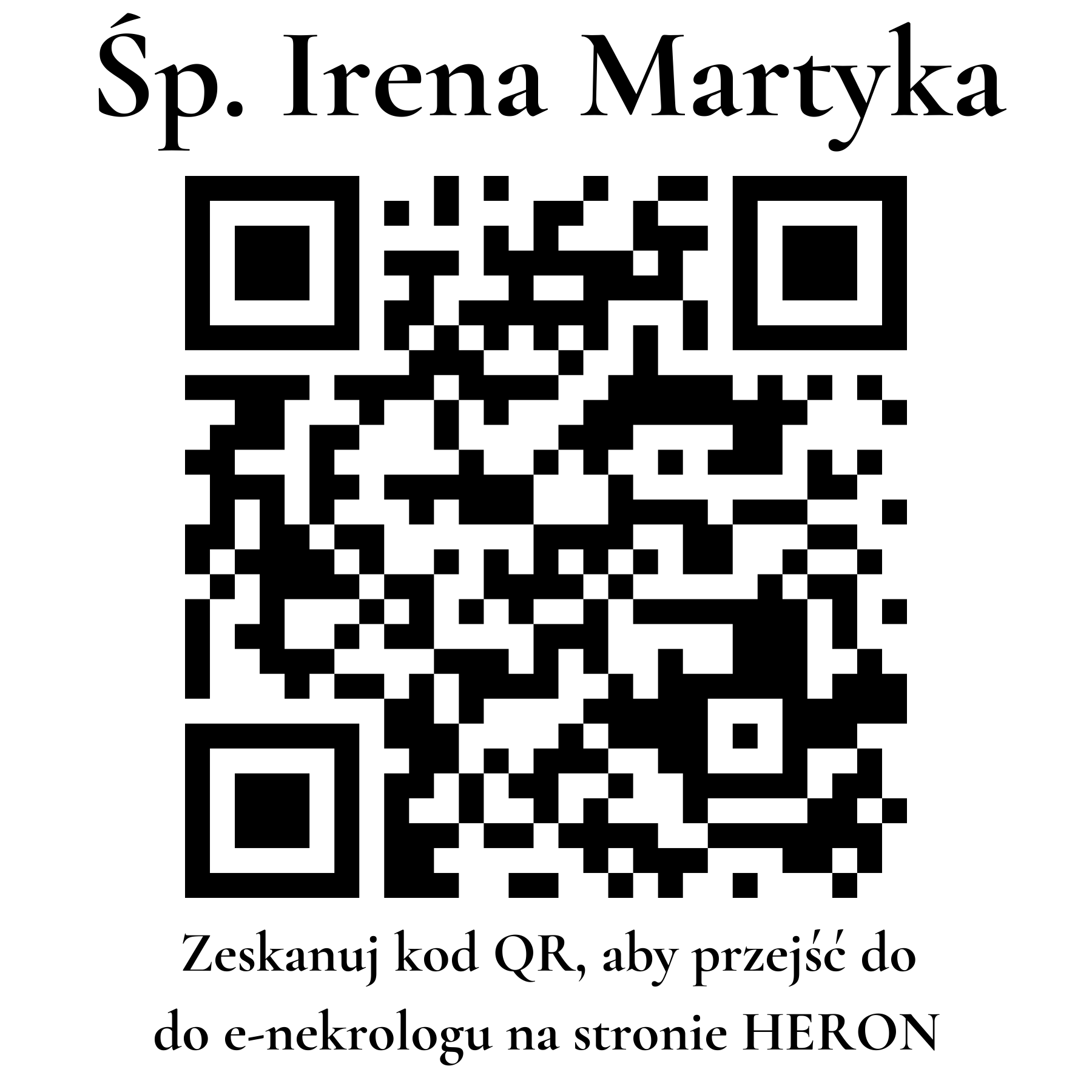 Kod QR do nekrologu Irena Martyka Kod QR do nekrologu Irena Martyka