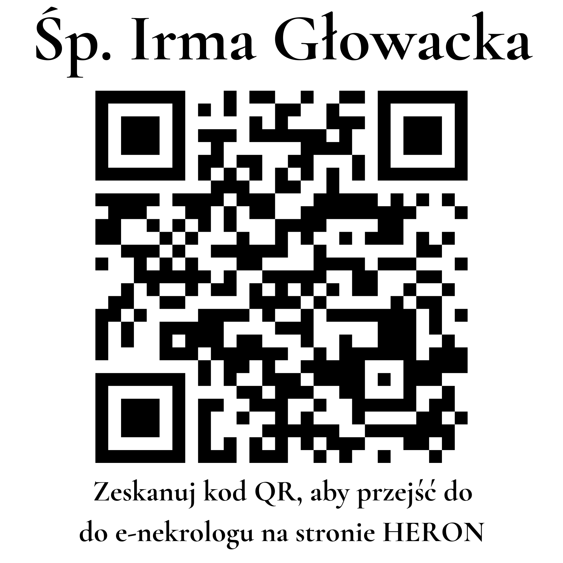 Kod QR do nekrologu Irma Głowacka