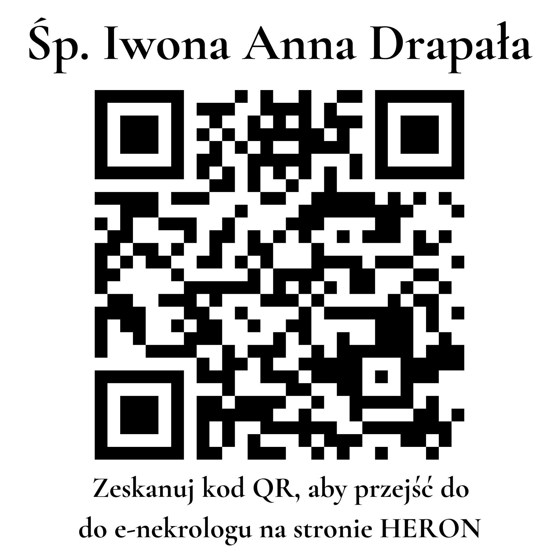 Kod QR do nekrologu Iwona Anna Drapała Kod QR do nekrologu Iwona Anna Drapała