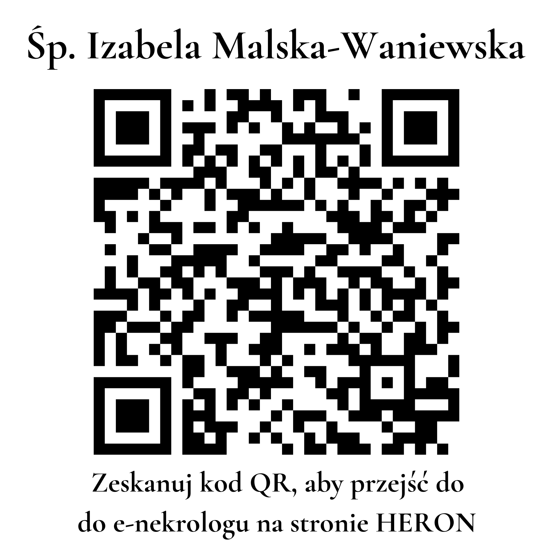 Kod QR do nekrologu Izabela Malska-Waniewska