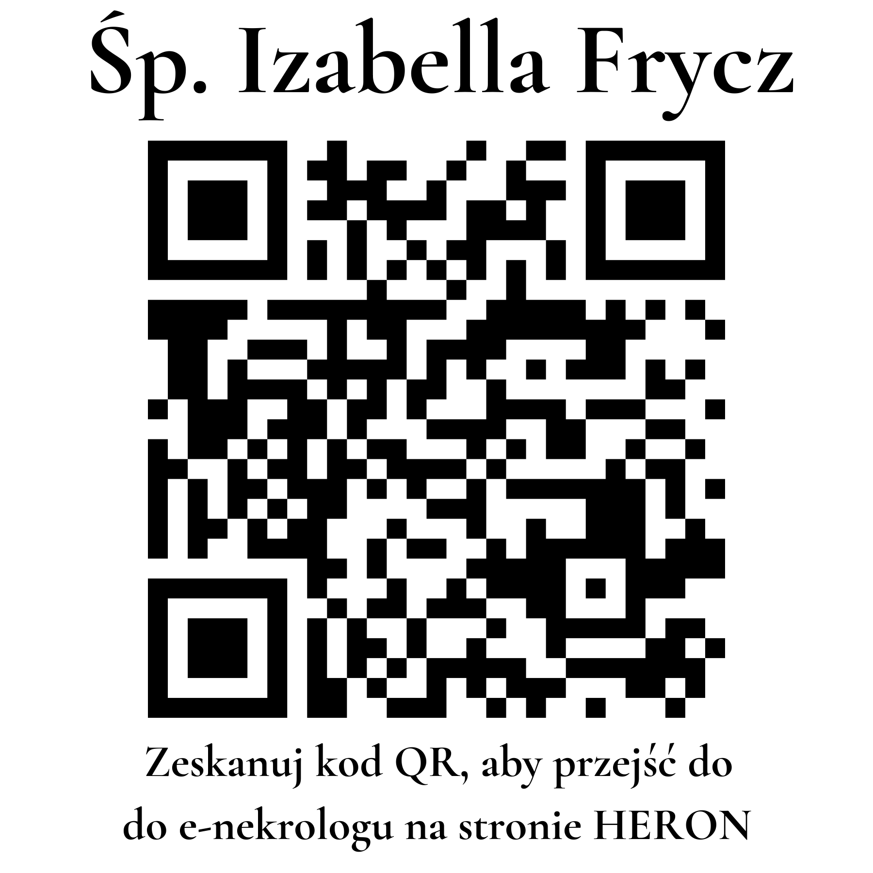 Kod QR do nekrologu Izabella Frycz Kod QR do nekrologu Izabella Frycz