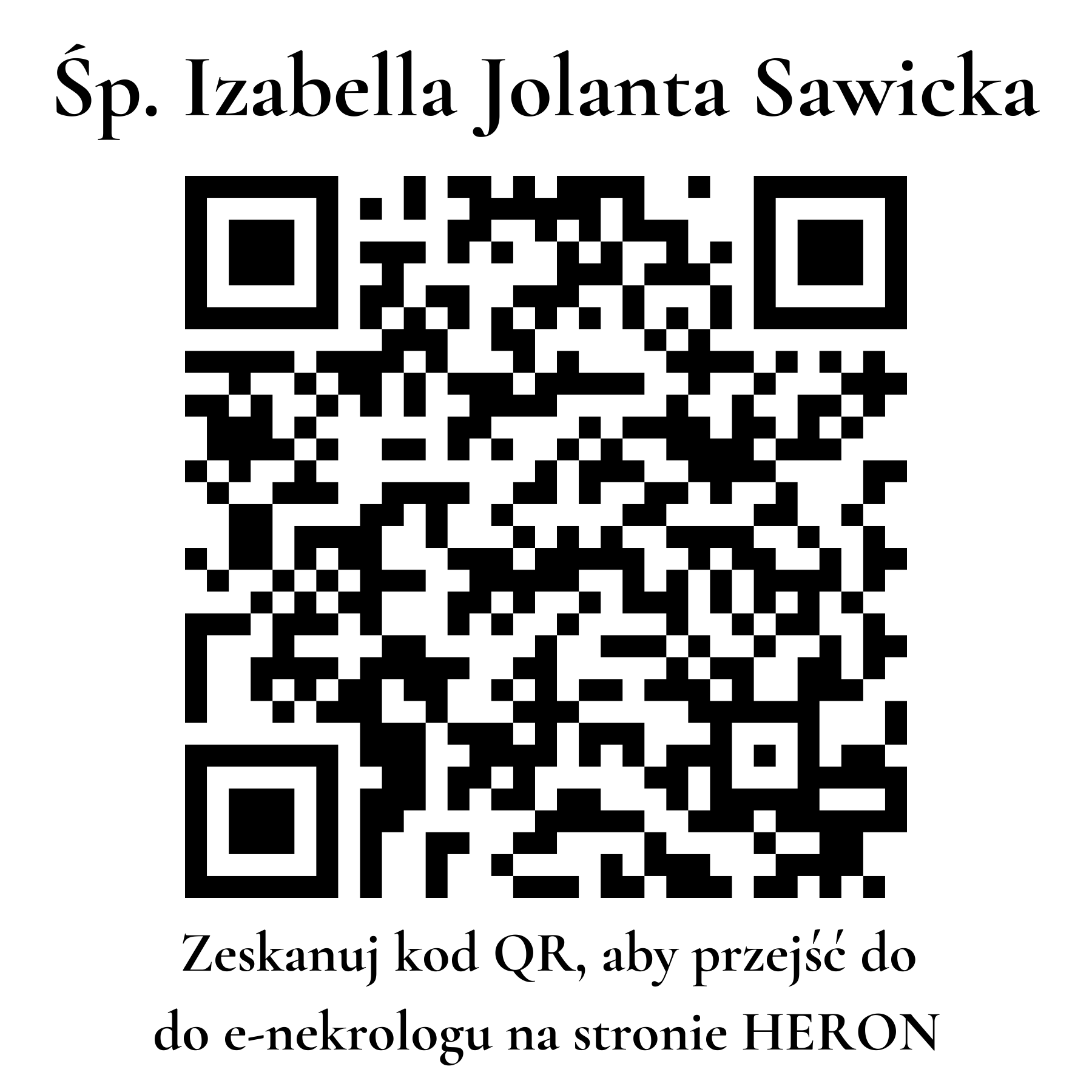 Kod QR do nekrologu Izabella Jolanta Sawicka