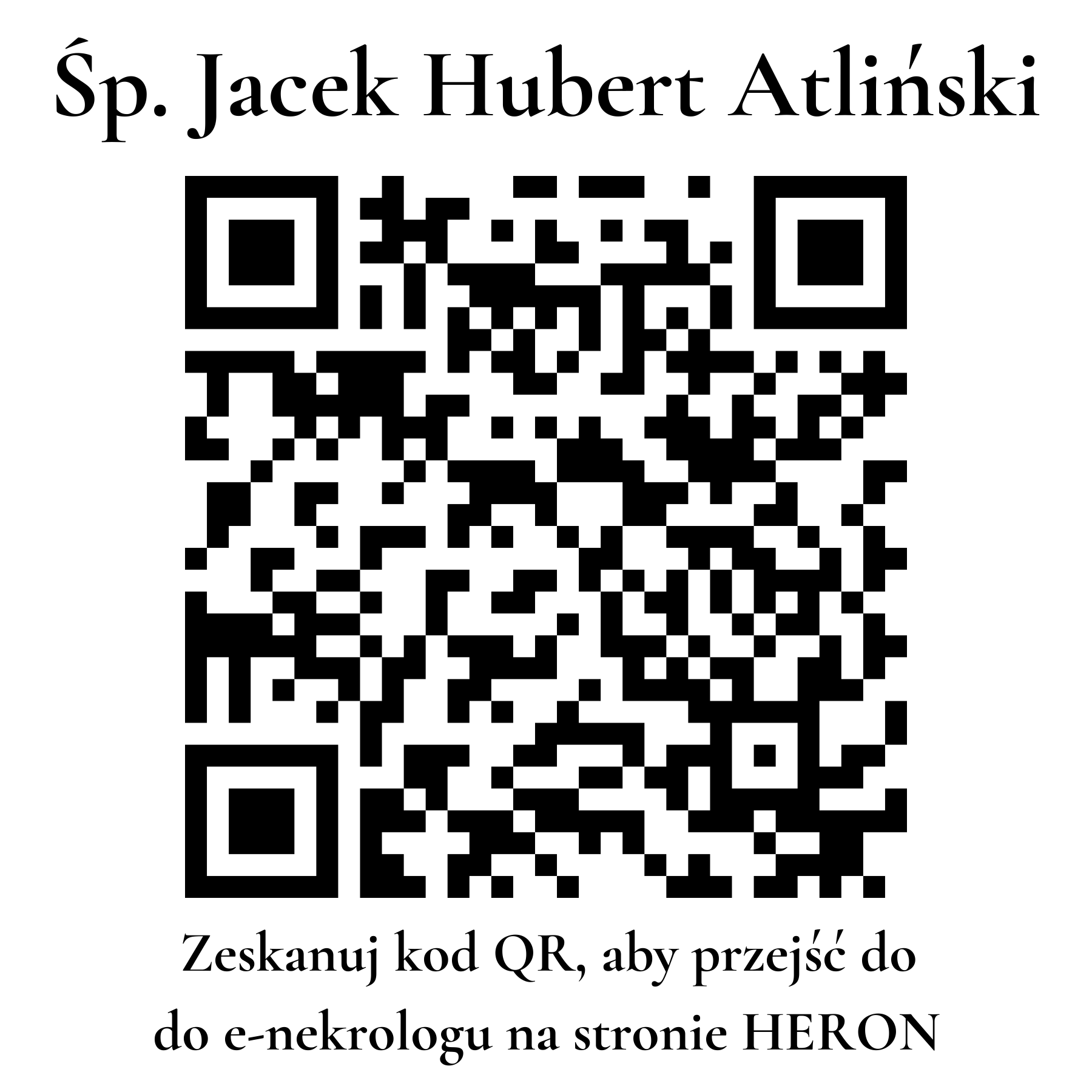 Kod QR do nekrologu Jacek Hubert Atliński Kod QR do nekrologu Jacek Hubert Atliński