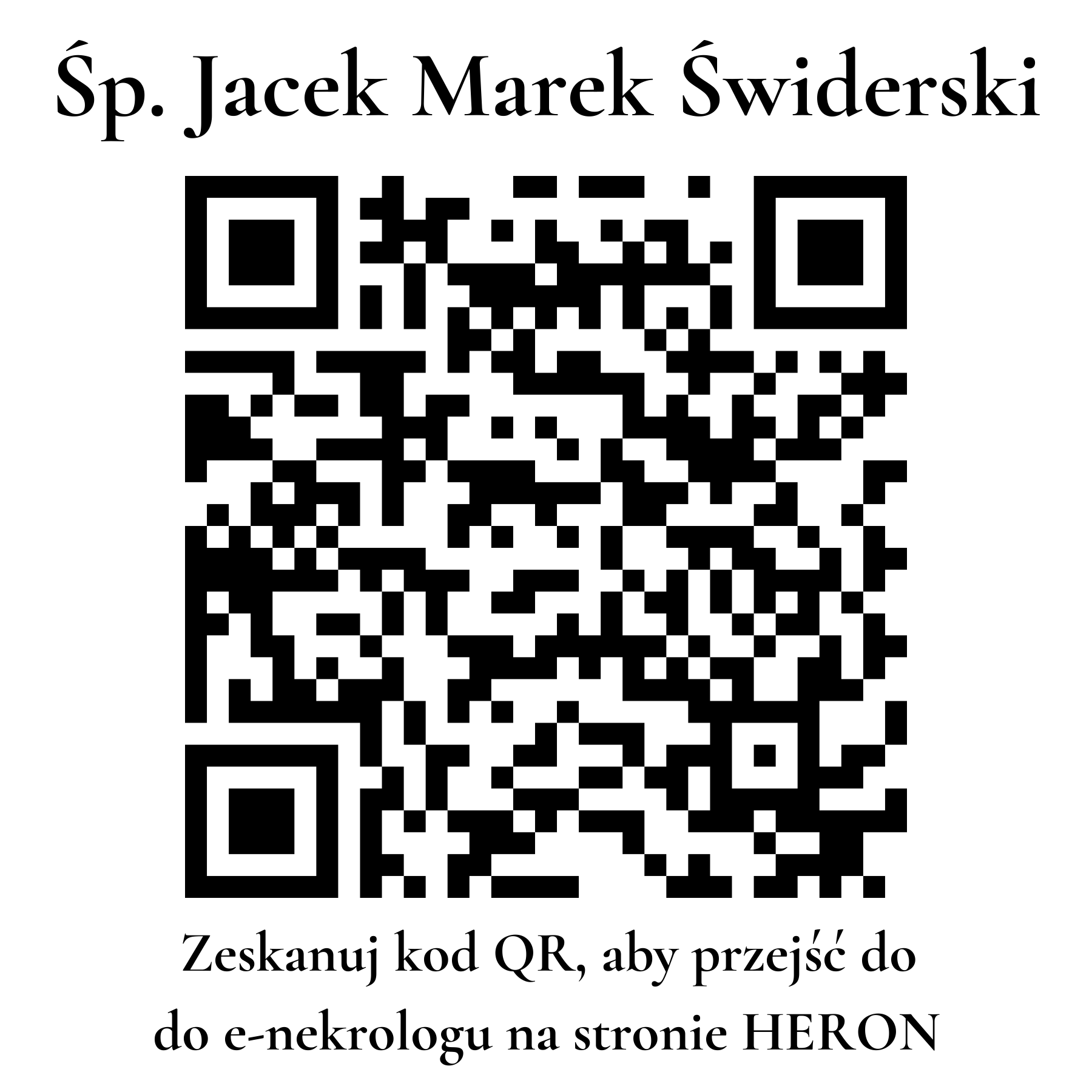 Kod QR do nekrologu Jacek Marek Świderski Kod QR do nekrologu Jacek Marek Świderski