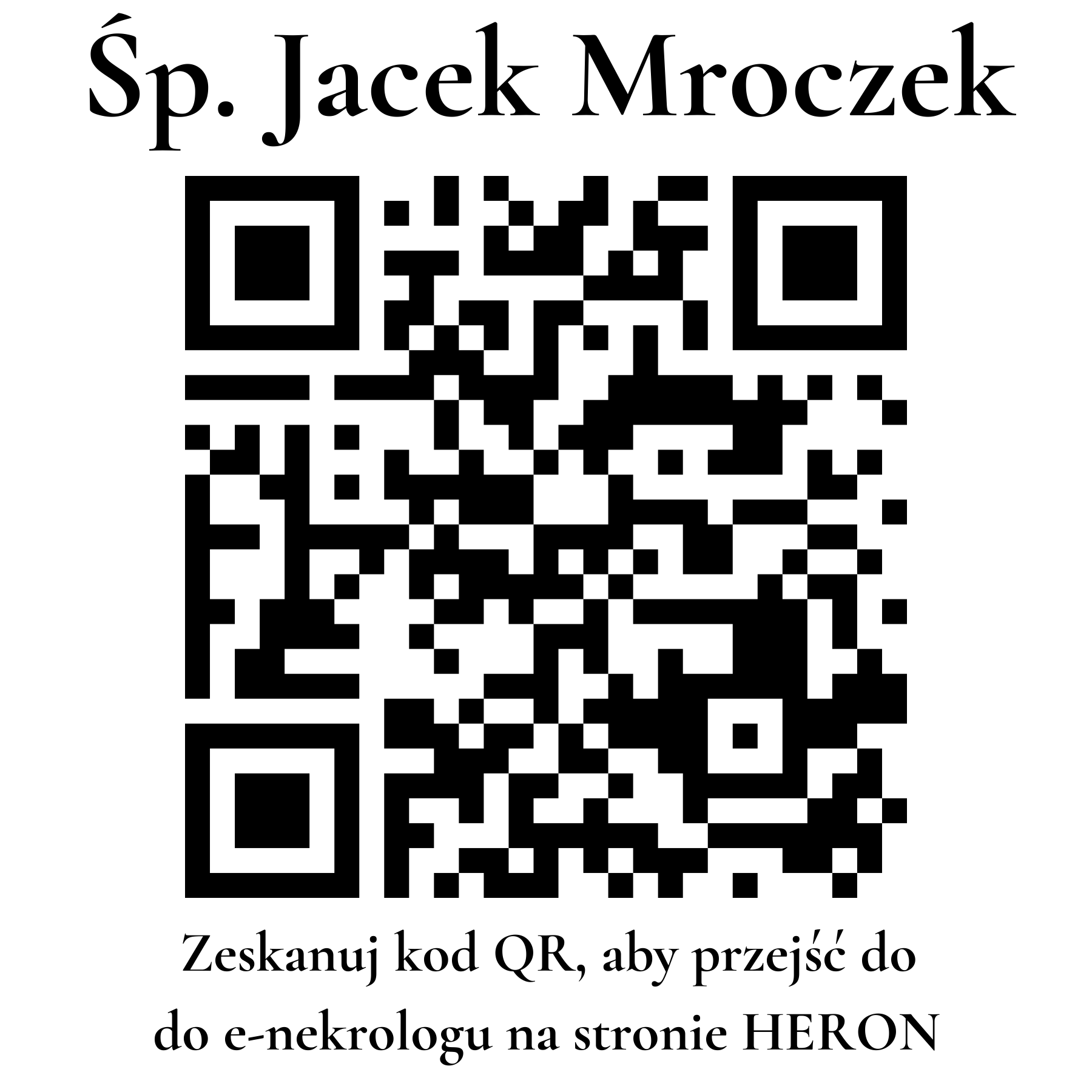 Kod QR do nekrologu Jacek Mroczek Kod QR do nekrologu Jacek Mroczek