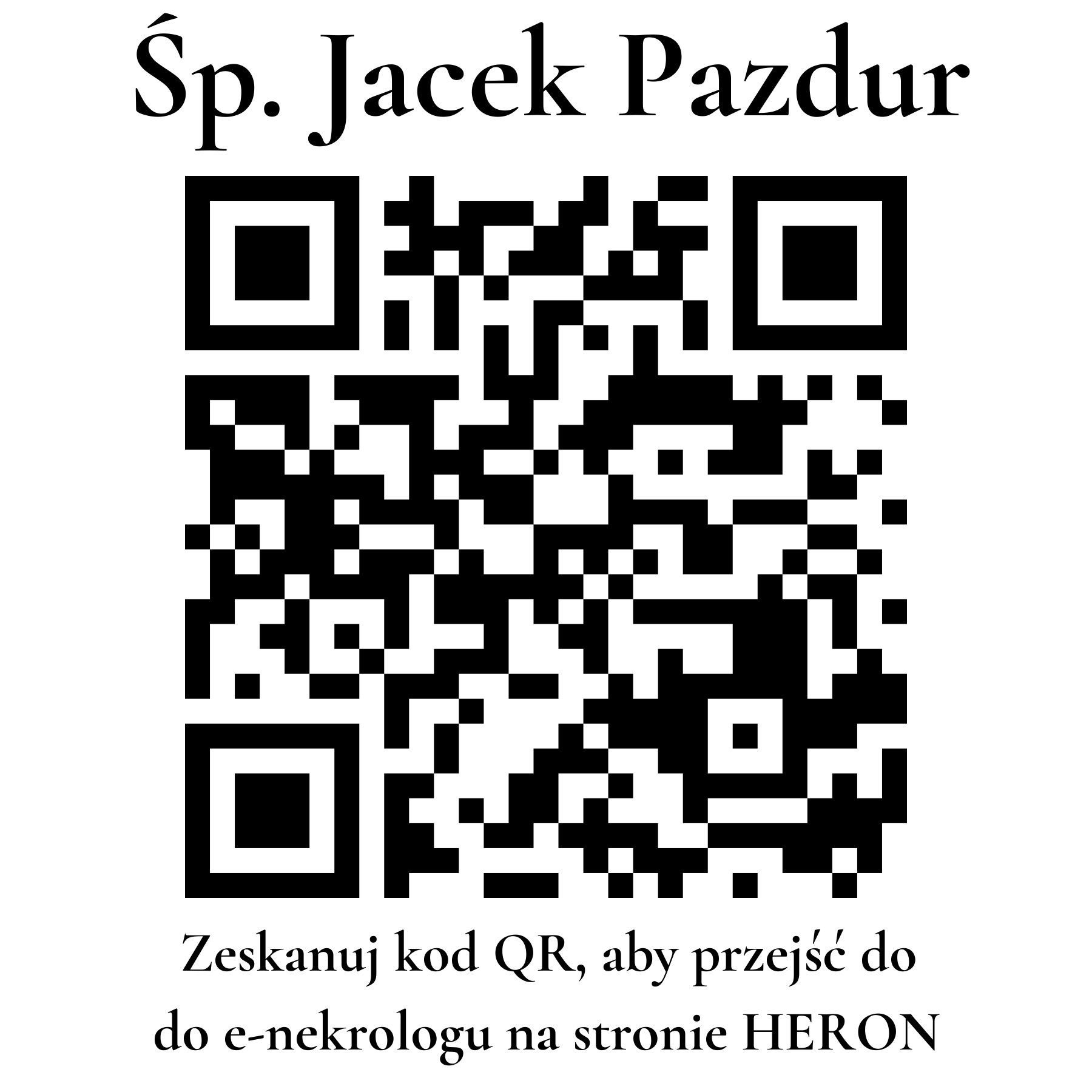 Kod QR do nekrologu Jacek Pazdur Kod QR do nekrologu Jacek Pazdur