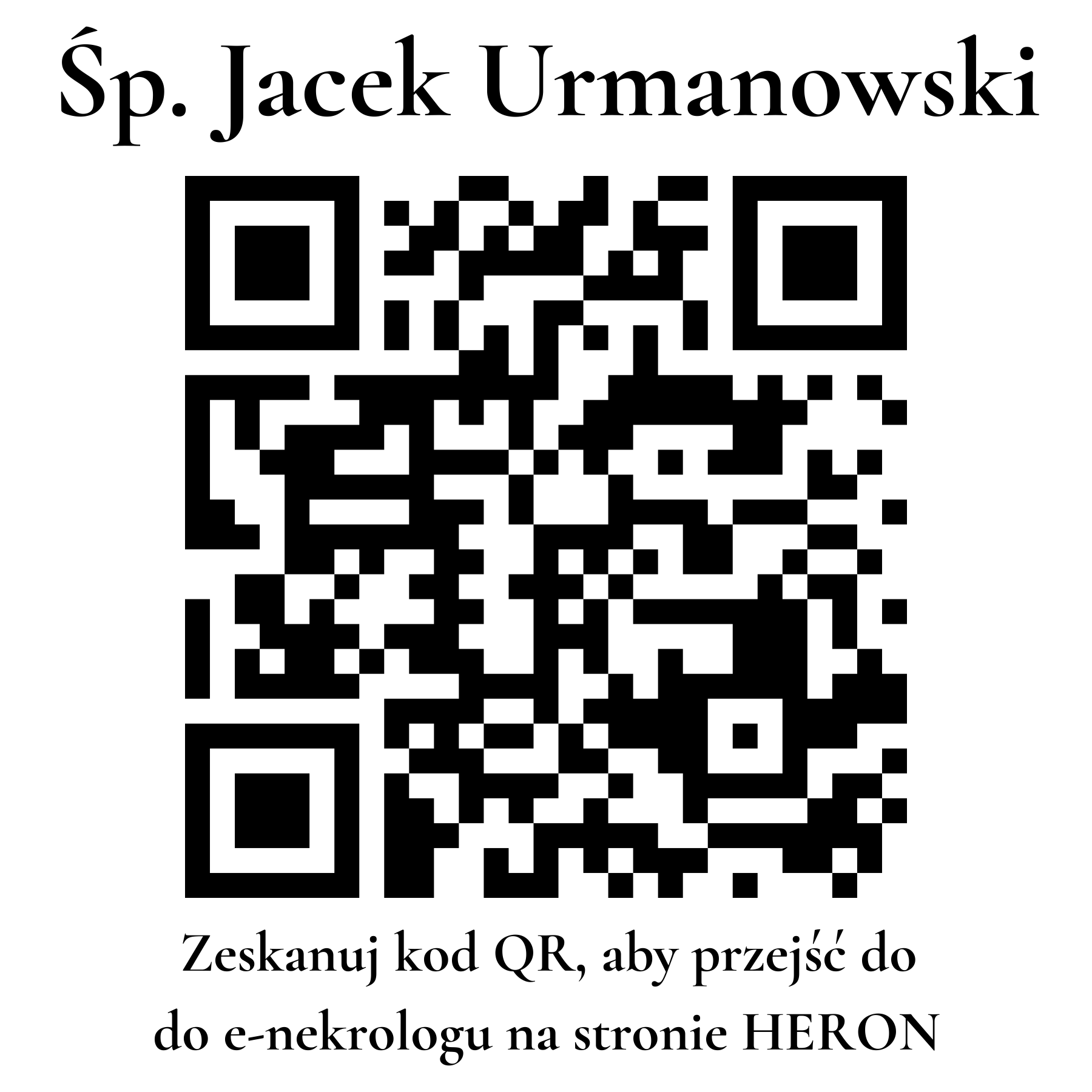 Kod QR do nekrologu Jacek Urmanowski Kod QR do nekrologu Jacek Urmanowski