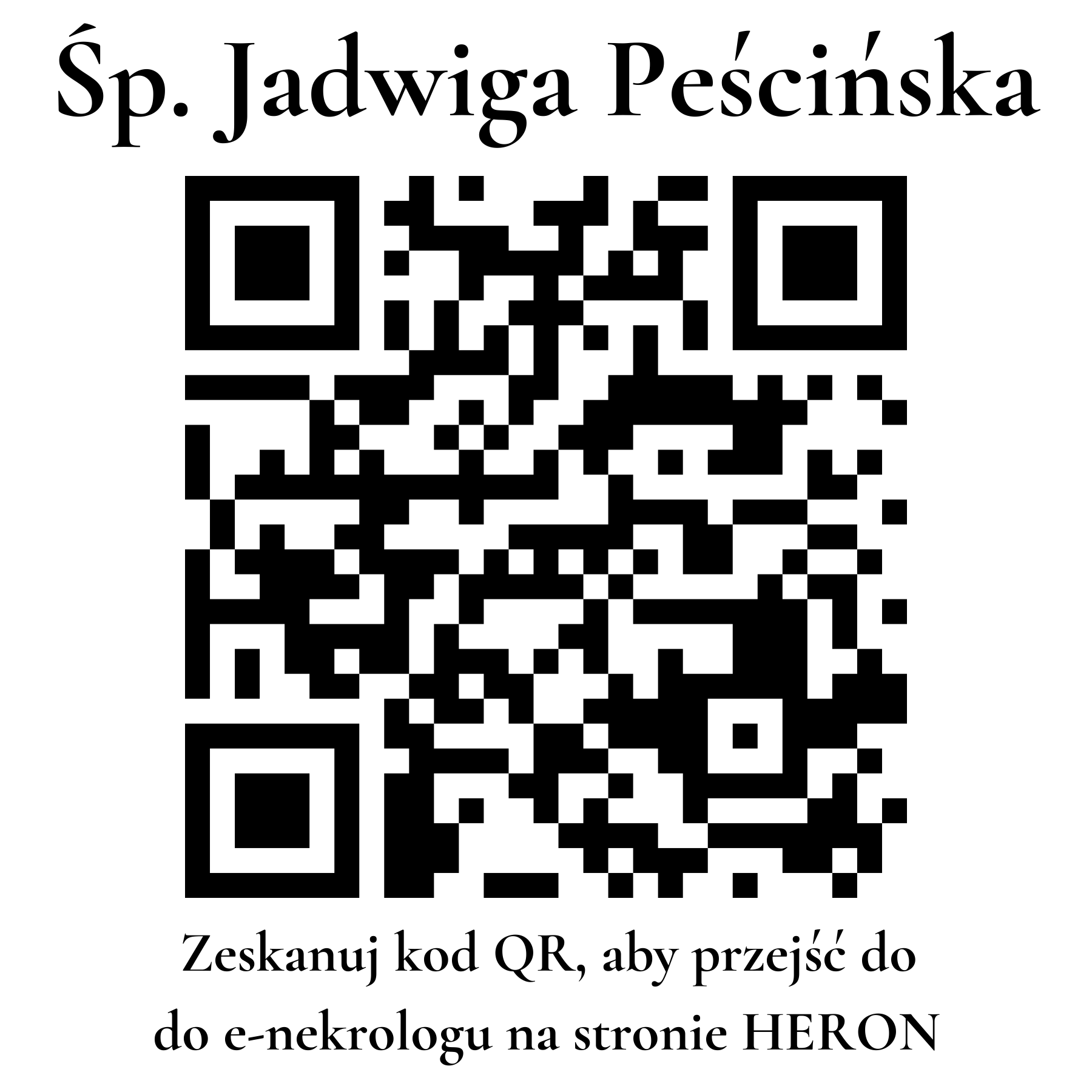 Kod QR do nekrologu Jadwiga Peścińska