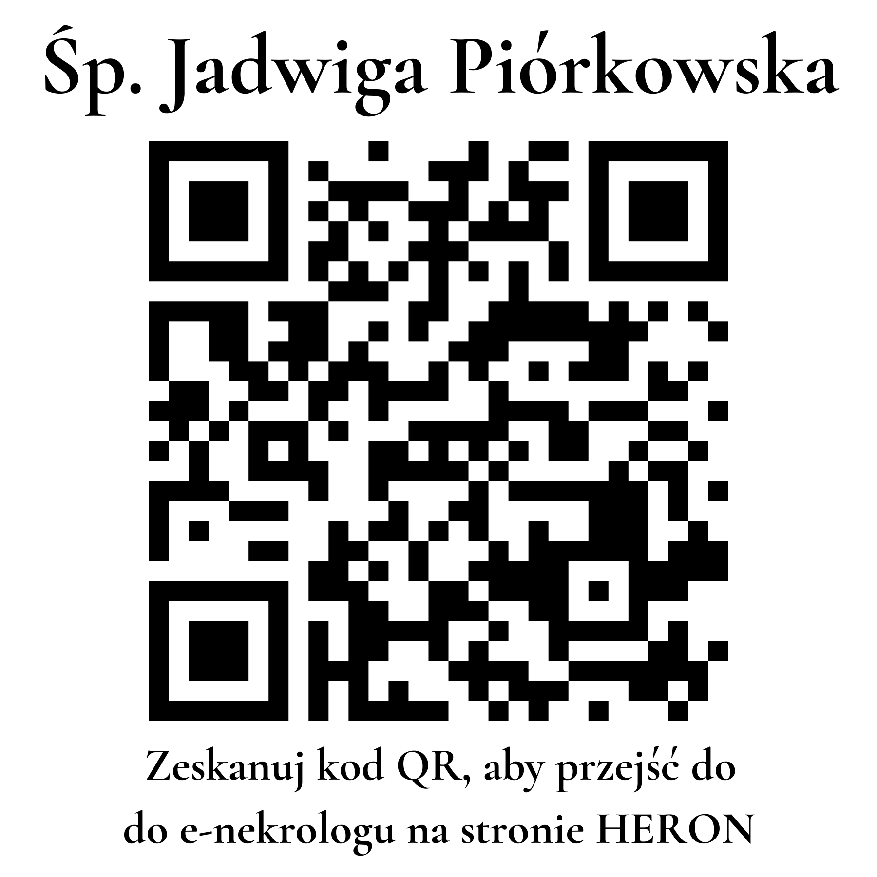 Kod QR do nekrologu Jadwiga Piórkowska