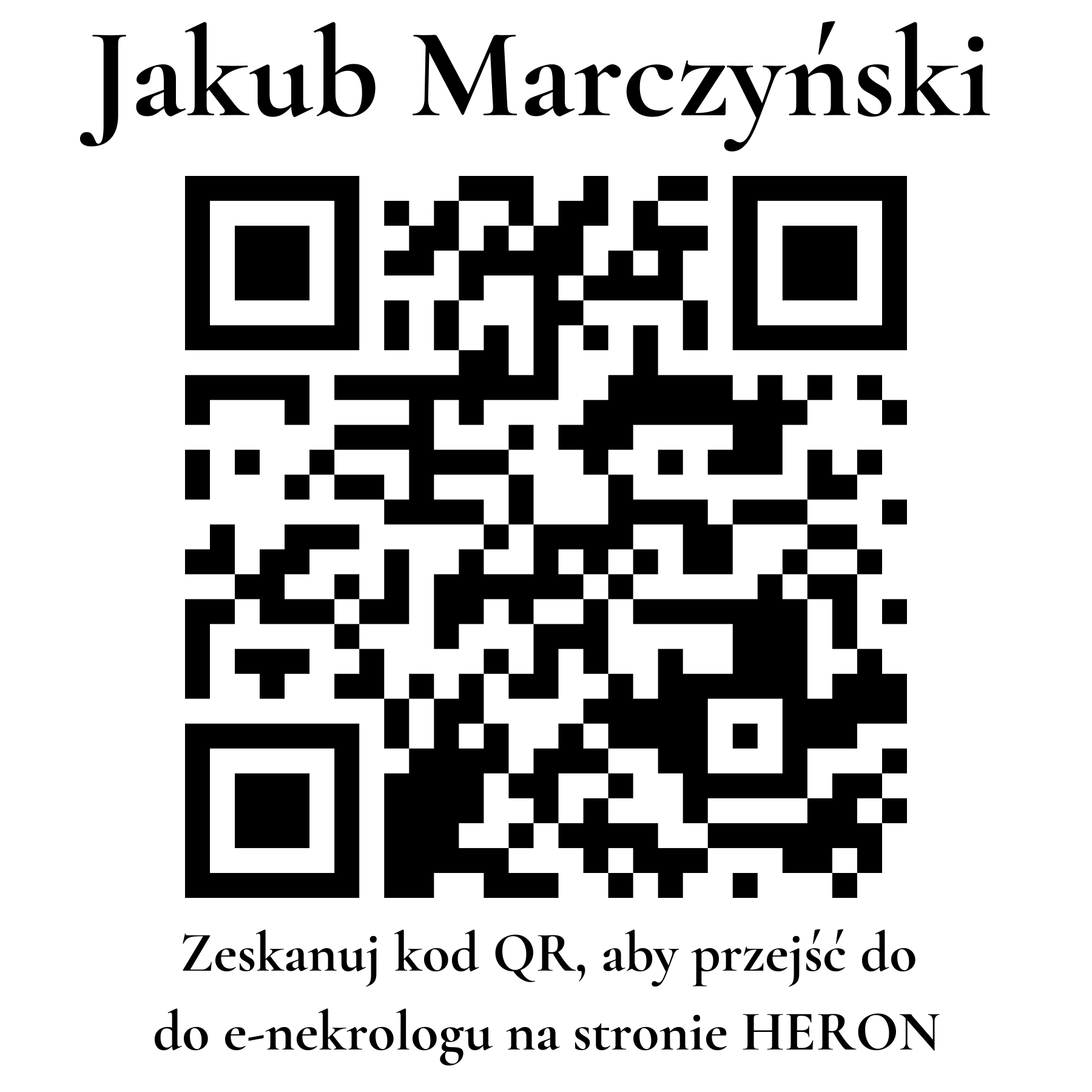 Kod QR do nekrologu Jakub Marczyński Kod QR do nekrologu Jakub Marczyński