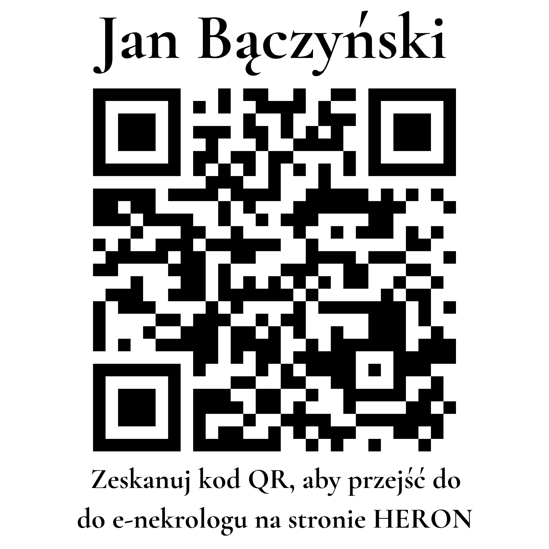 Kod QR do nekrologu Jan Bączyński Kod QR do nekrologu Jan Bączyński