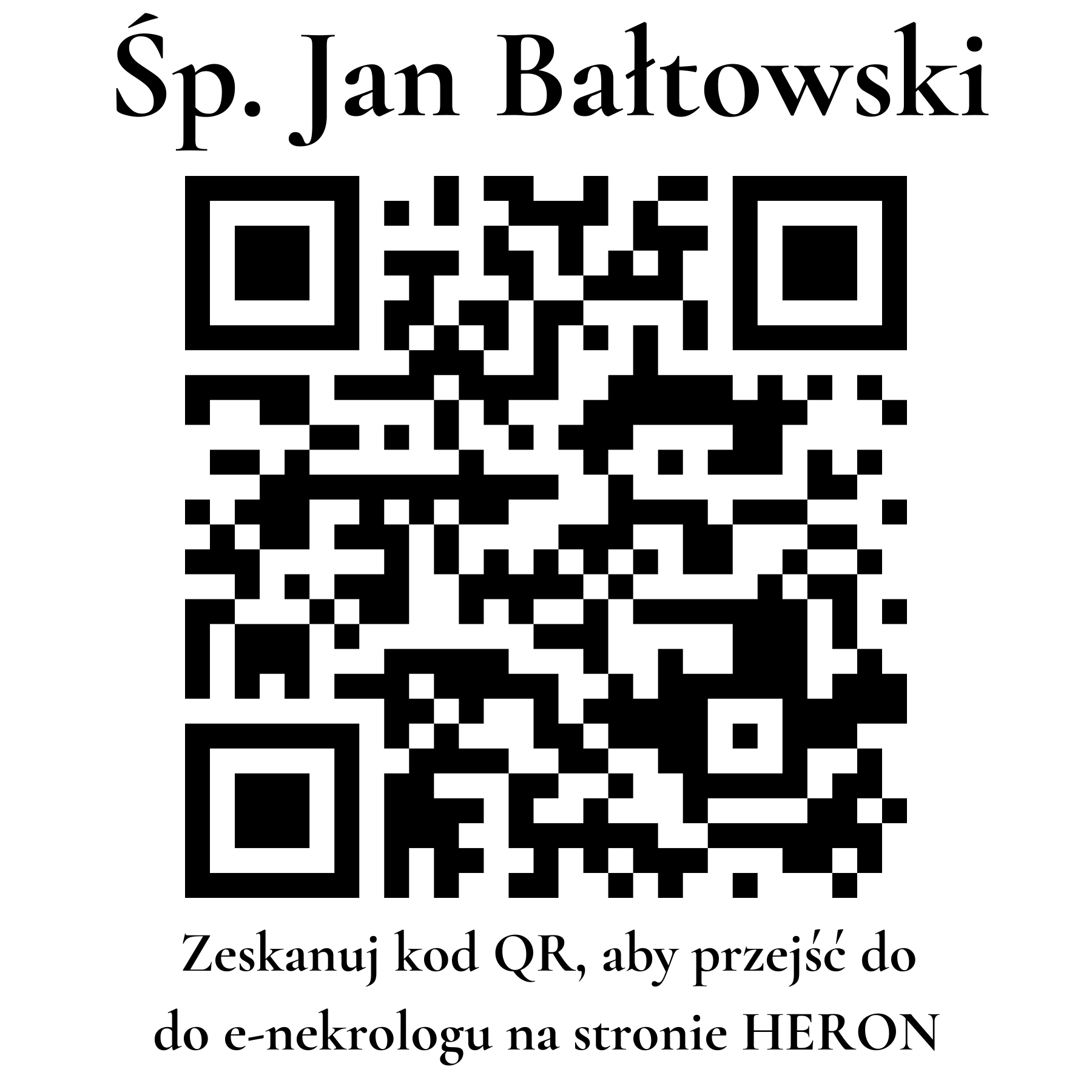Kod QR do nekrologu Jan Bałtowski Kod QR do nekrologu Jan Bałtowski