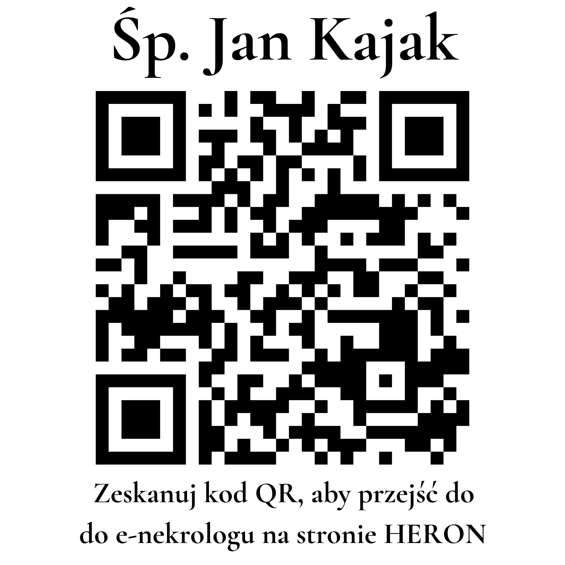 Kod QR do nekrologu Jan Kajak