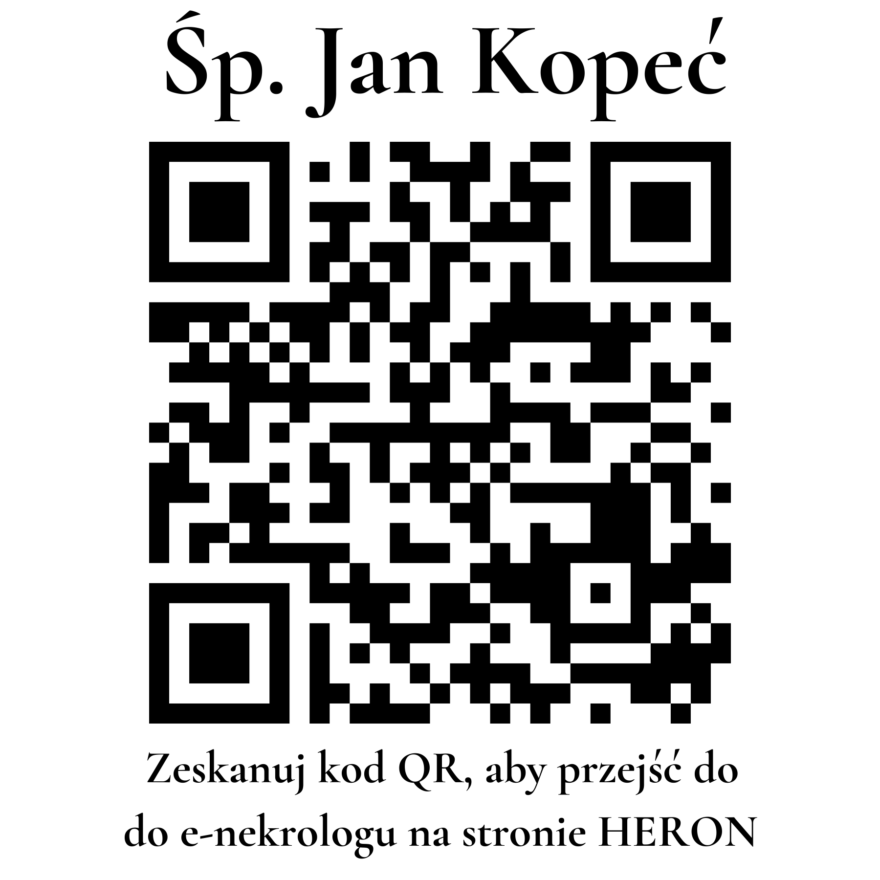 Kod QR do nekrologu Jan Kopeć Kod QR do nekrologu Jan Kopeć
