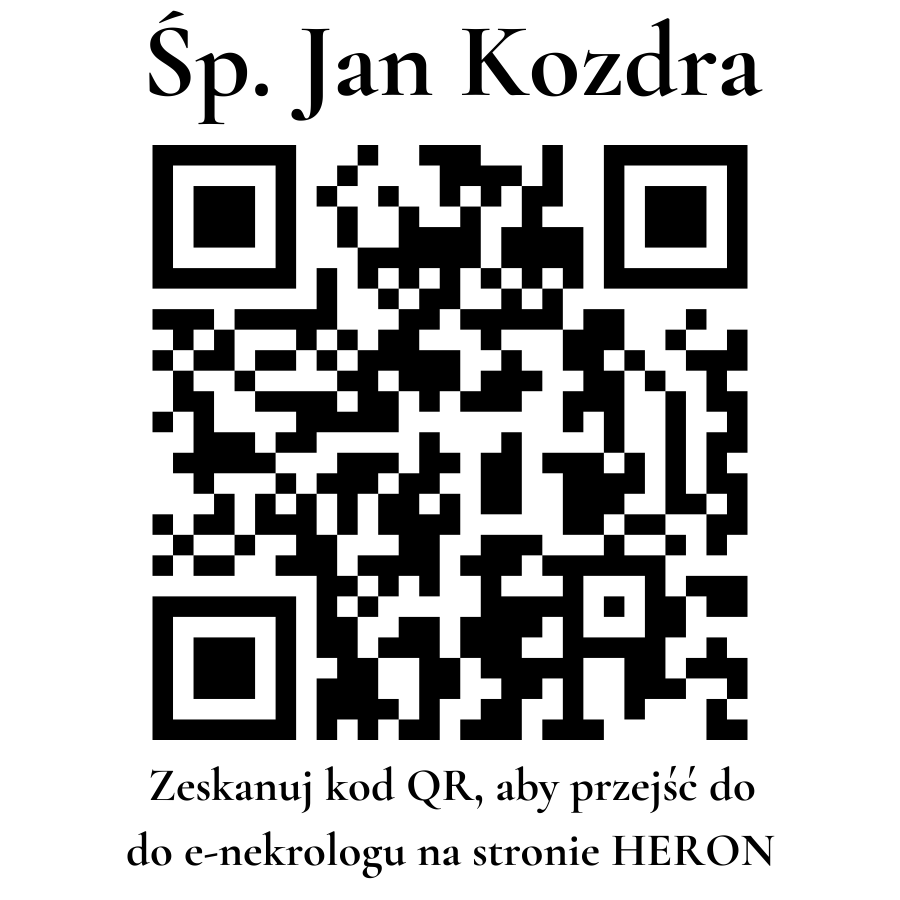 Kod QR do nekrologu Jan Kozdra Kod QR do nekrologu Jan Kozdra