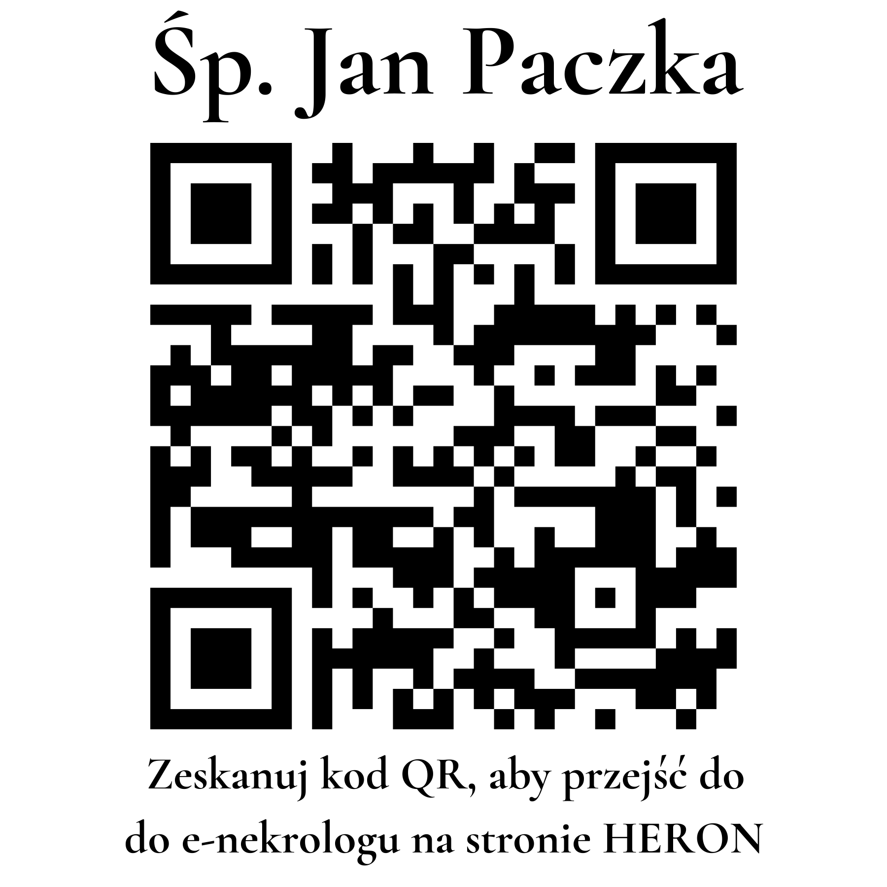 Kod QR do nekrologu Jan Paczka Kod QR do nekrologu Jan Paczka