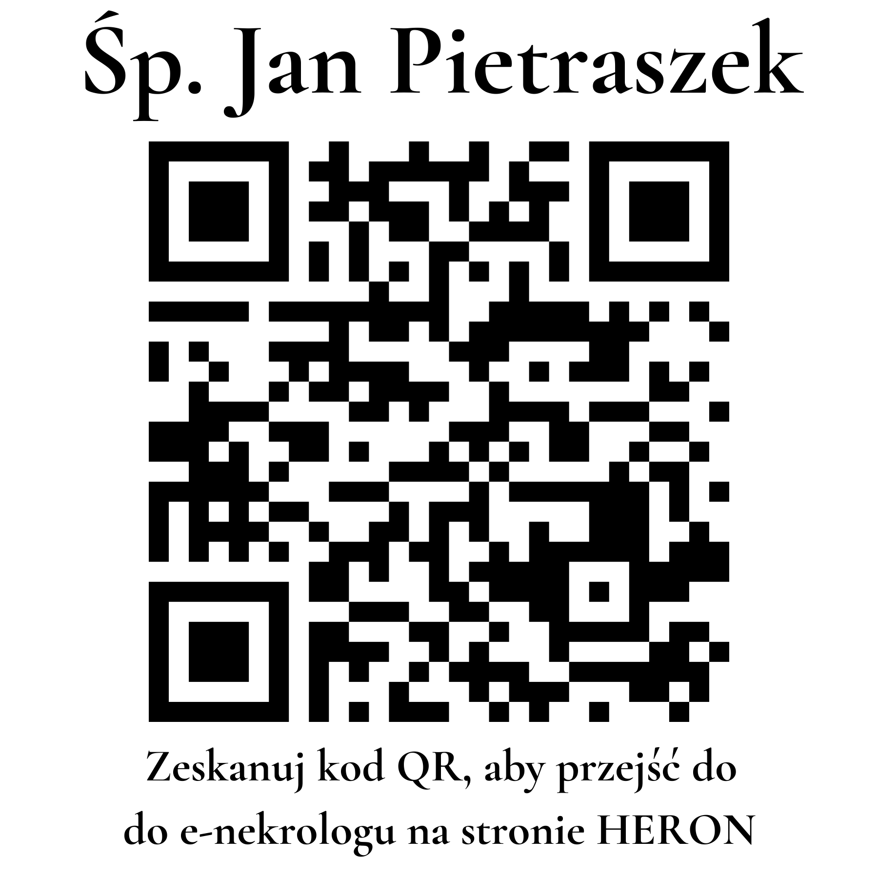 Kod QR do nekrologu Jan Pietraszek Kod QR do nekrologu Jan Pietraszek