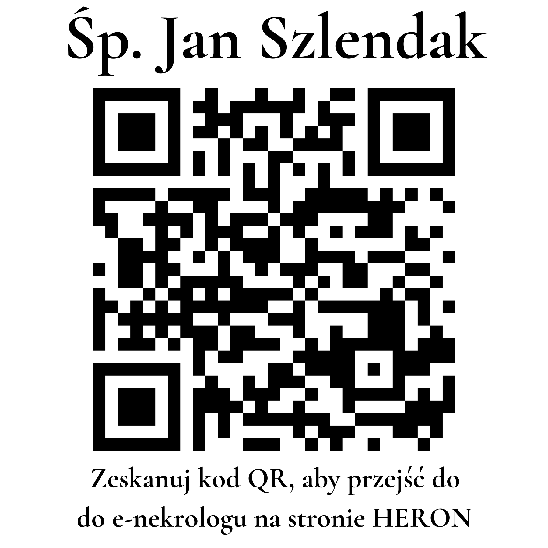 Kod QR do nekrologu Jan Szlendak