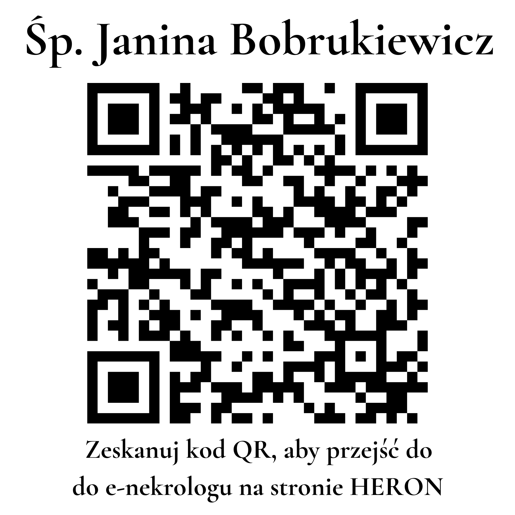 Kod QR do nekrologu Janina Bobrukiewicz Kod QR do nekrologu Janina Bobrukiewicz