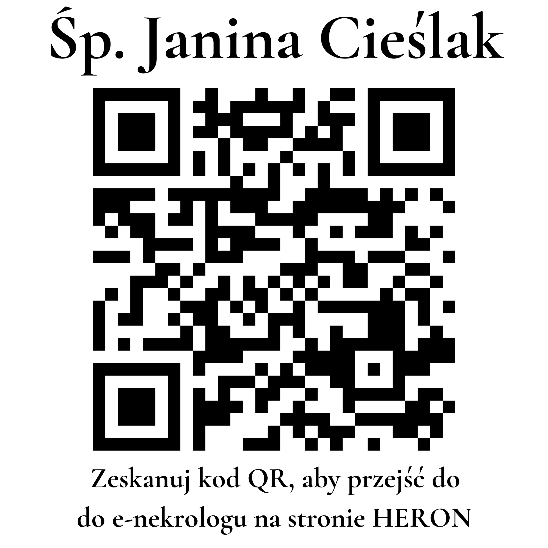 Kod QR do nekrologu Janina Cieślak