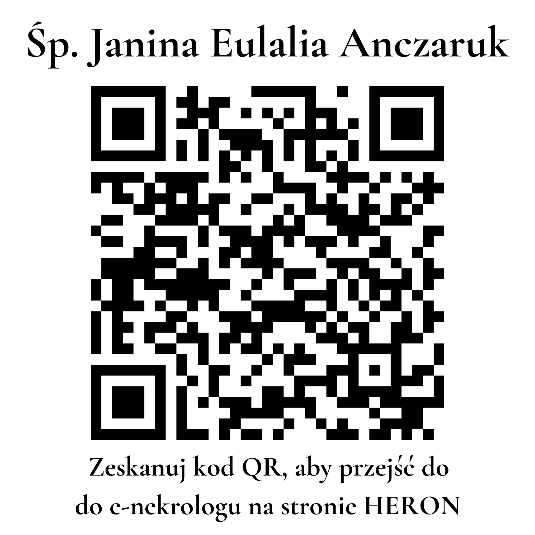 Kod QR do nekrologu Janina Eulalia Anczaruk Kod QR do nekrologu Janina Eulalia Anczaruk