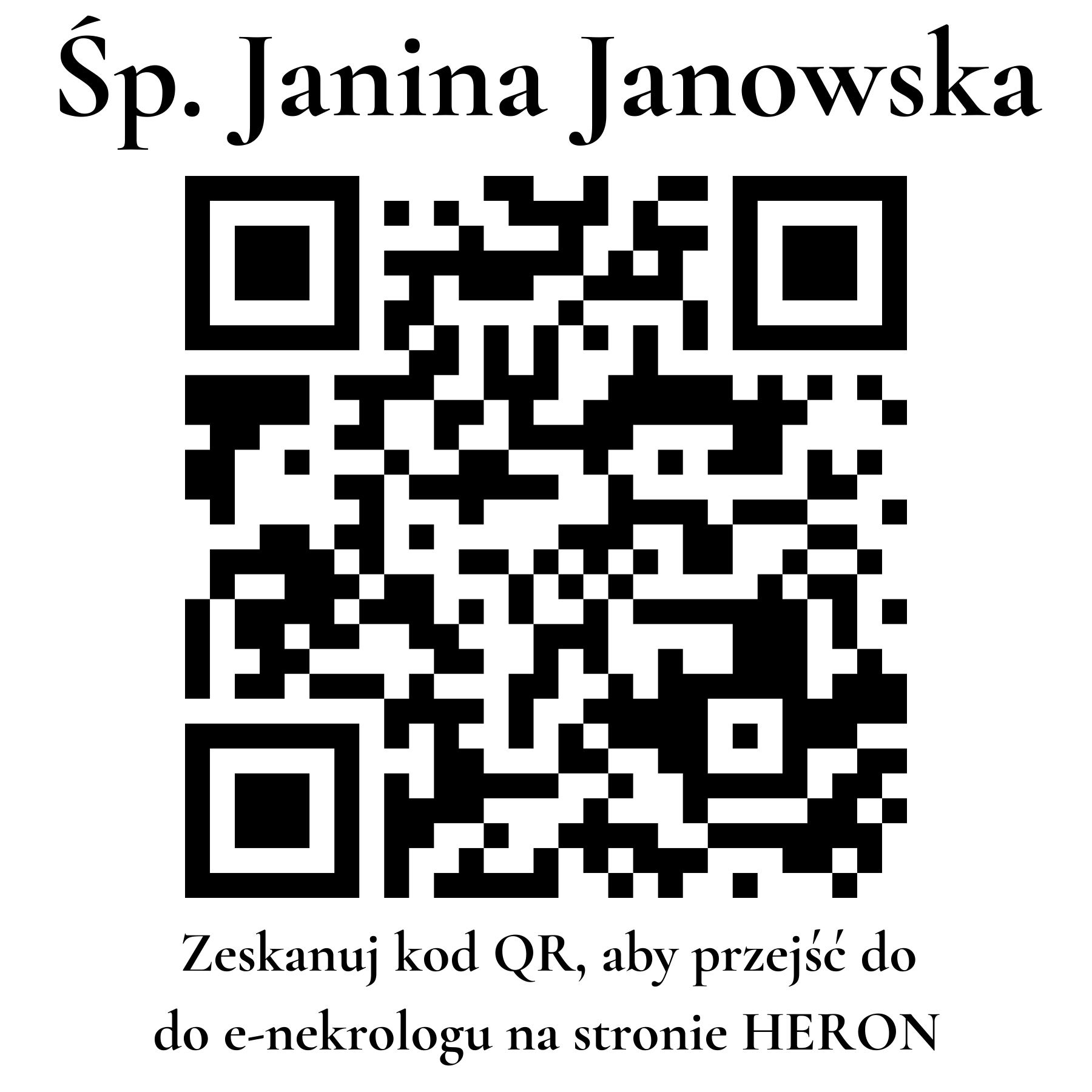 Kod QR do nekrologu Janina Janowska Kod QR do nekrologu Janina Janowska