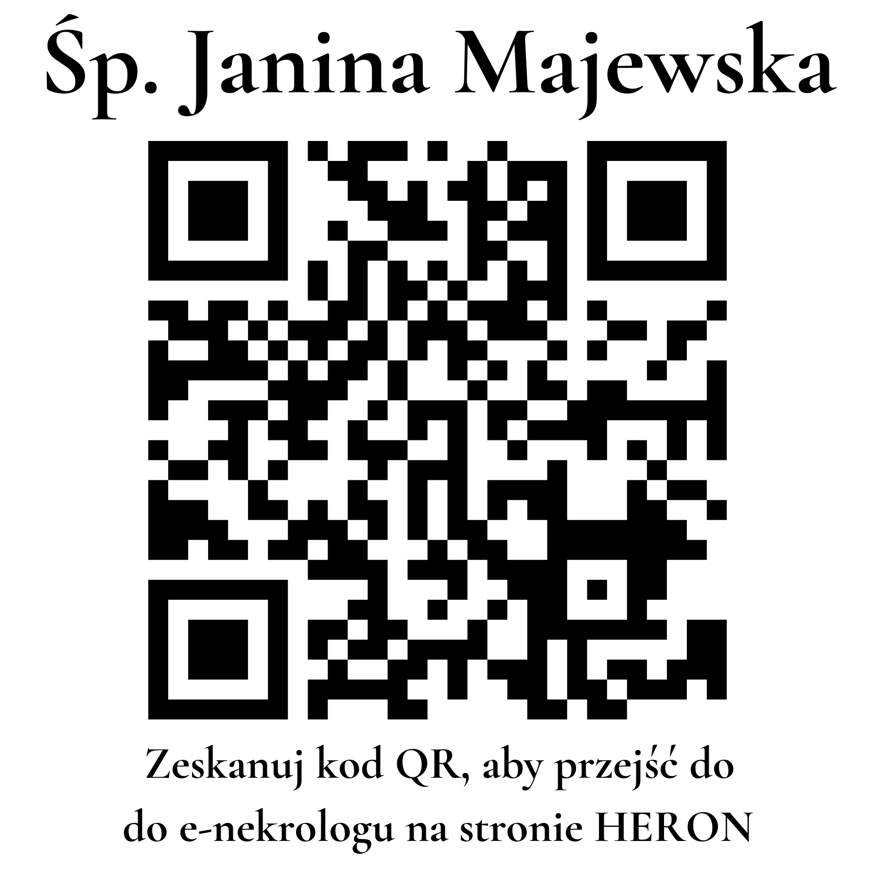Kod QR do nekrologu Janina Majewska Kod QR do nekrologu Janina Majewska
