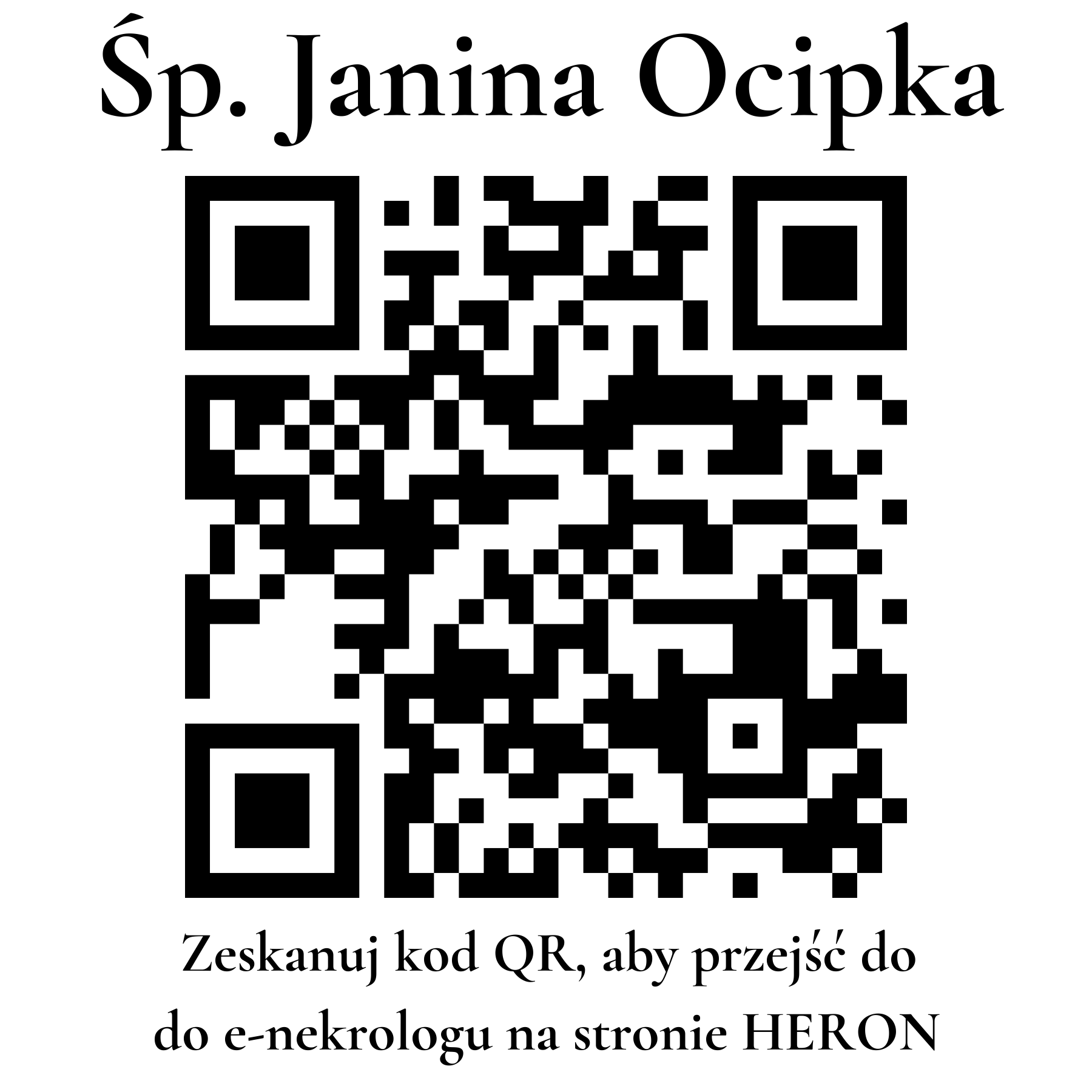 Kod QR do nekrologu Janina Ocipka Kod QR do nekrologu Janina Ocipka