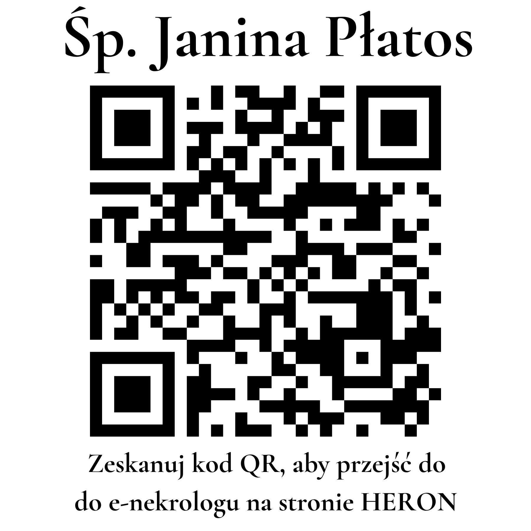 Kod QR do nekrologu Janina Płatos