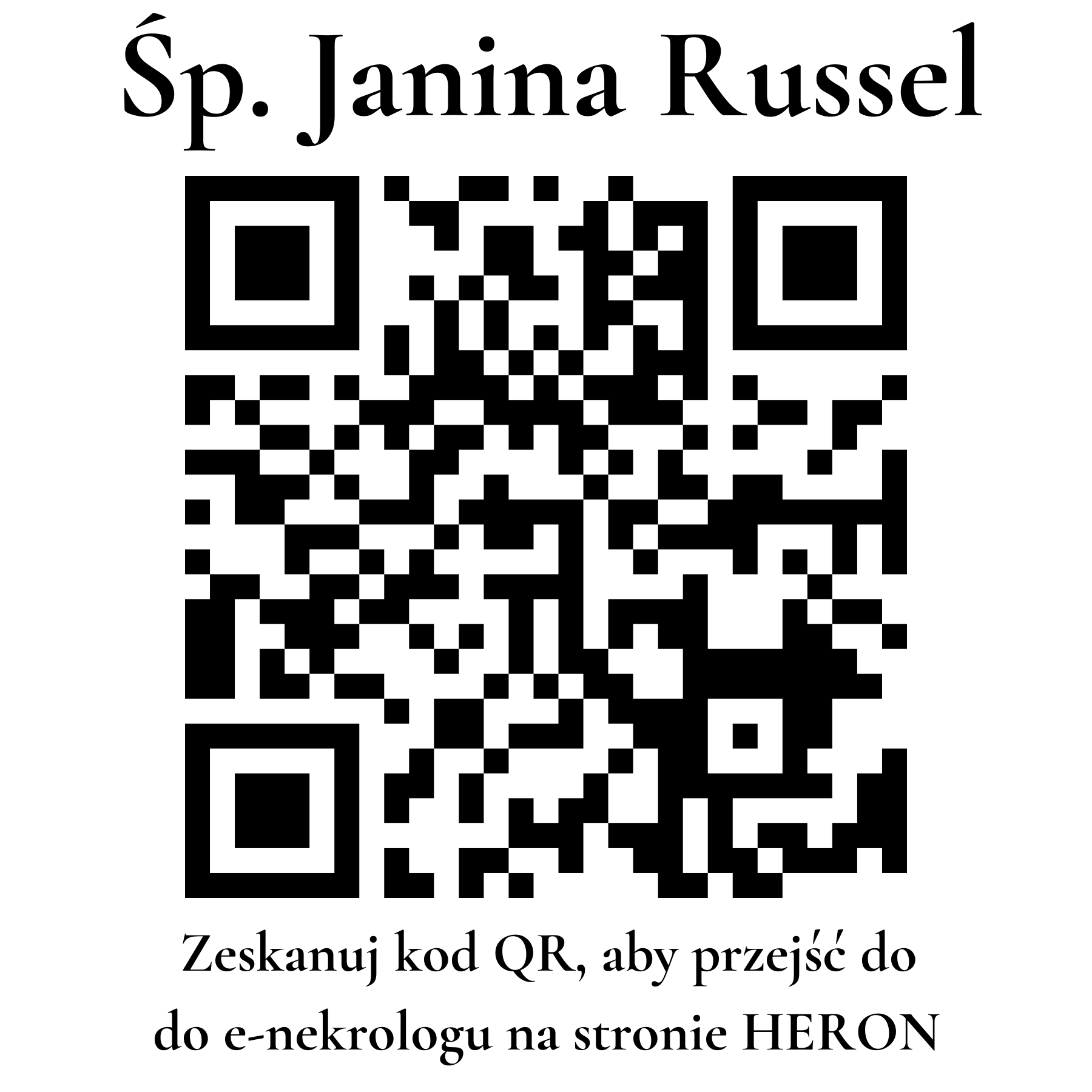 Kod QR do nekrologu Janina Russel Kod QR do nekrologu Janina Russel