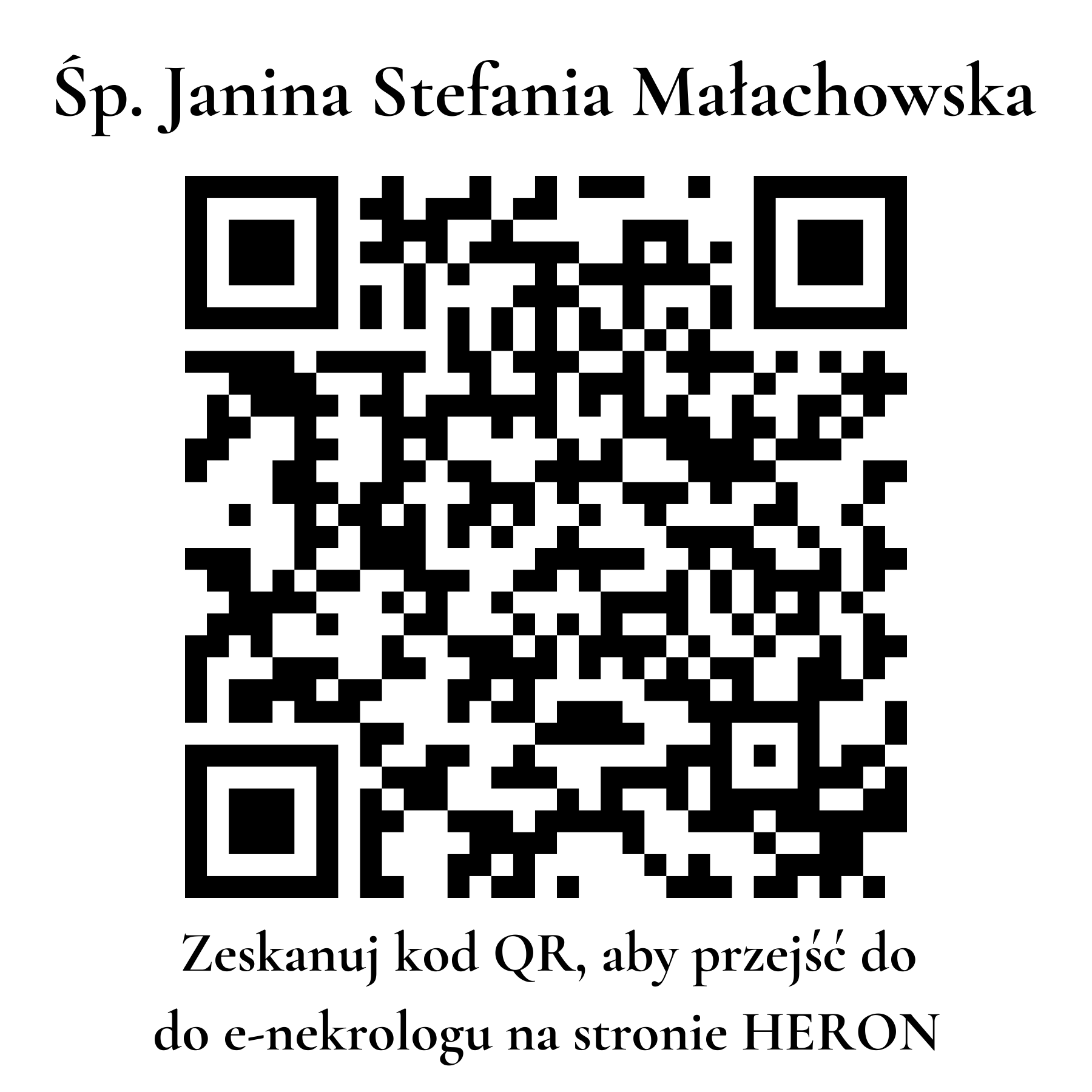Kod QR do nekrologu Janina Stefania Małachowska Kod QR do nekrologu Janina Stefania Małachowska