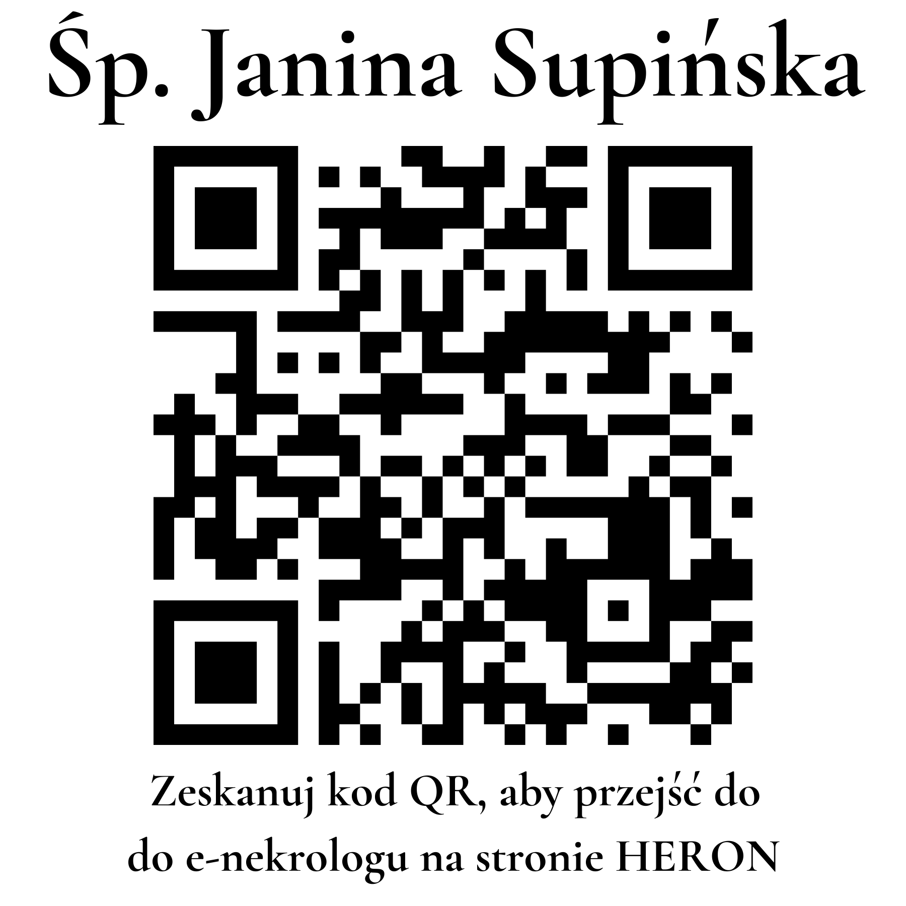 Kod QR do nekrologu Janina Supińska Kod QR do nekrologu Janina Supińska